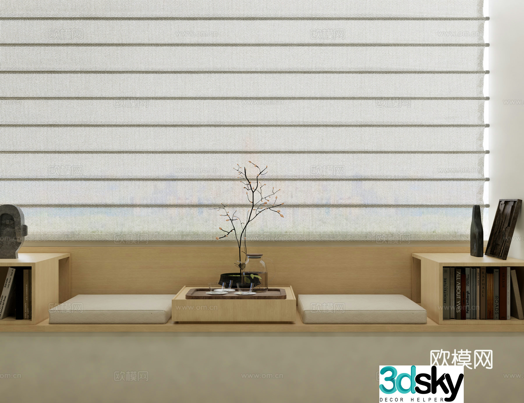 Modern bay window cabinet bay window sill 3d model