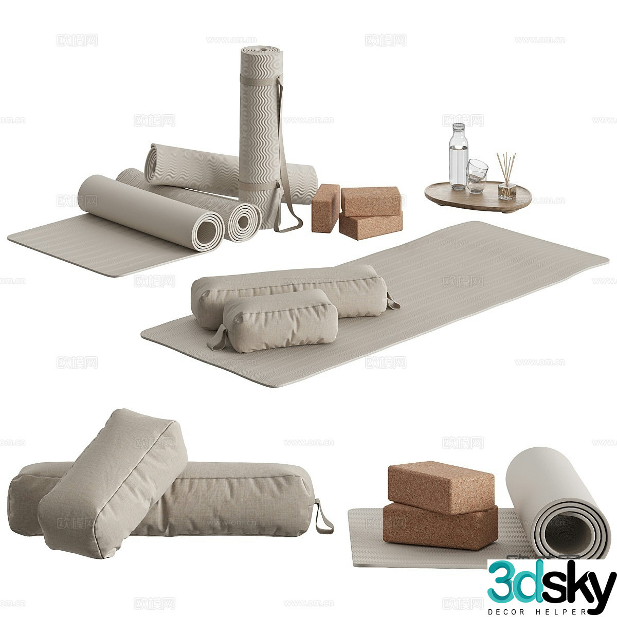 Modern yoga exercise equipment yoga mat 3d model