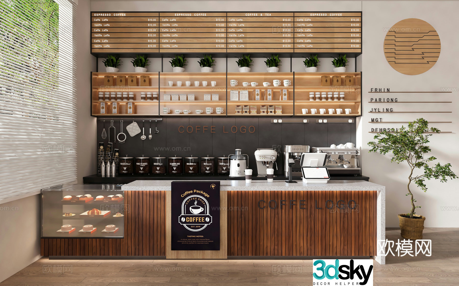 Modern cafe cashier counter 3d model