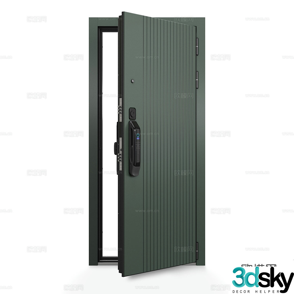 Modern entry door password lock fingerprint lock 3d model