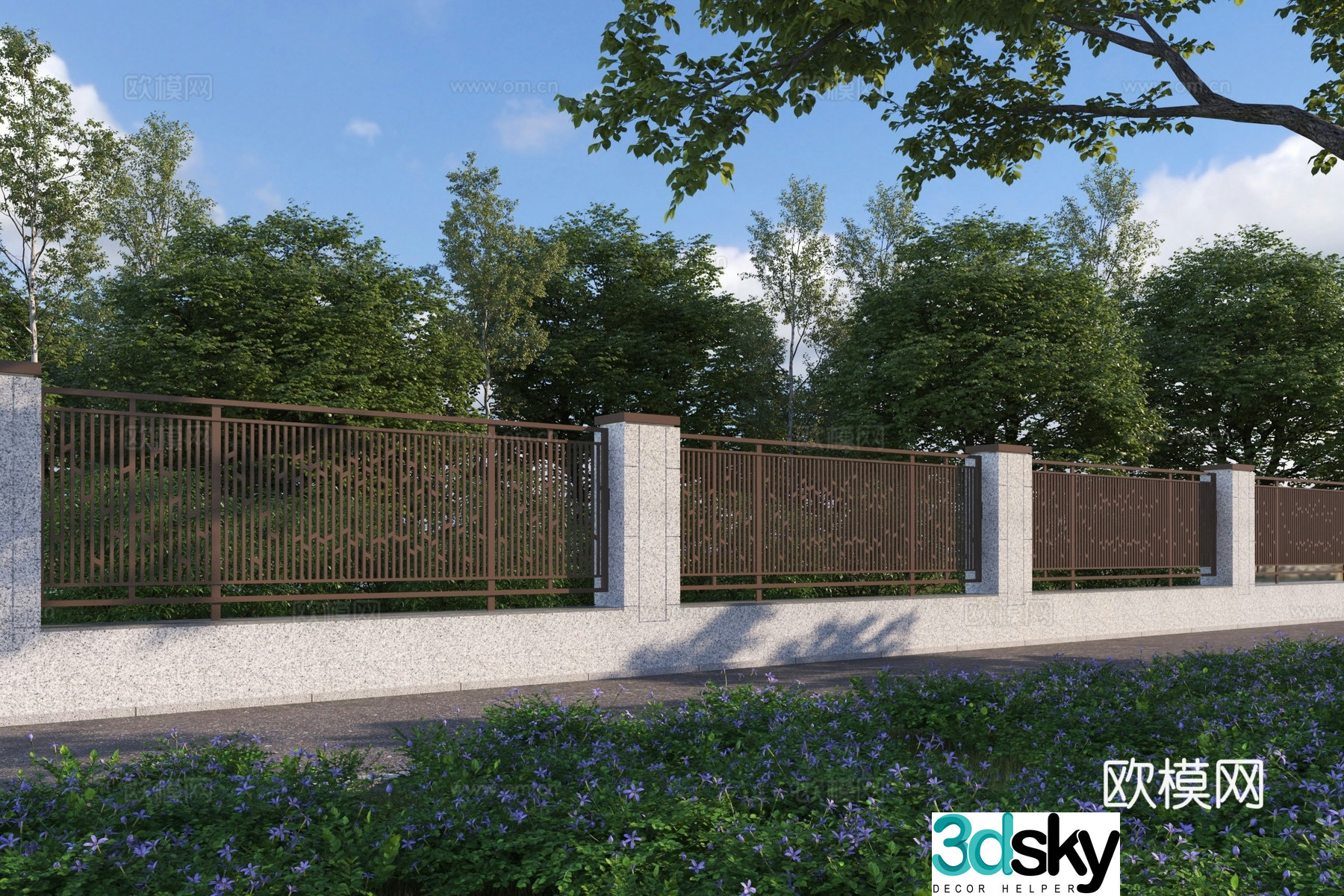 Modern fence community fence 3d model