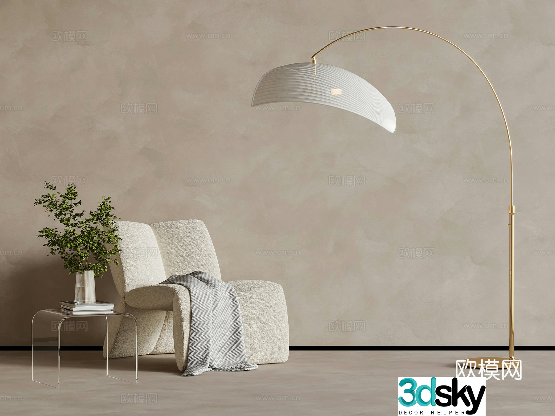 Cream style leisure chair 3d model