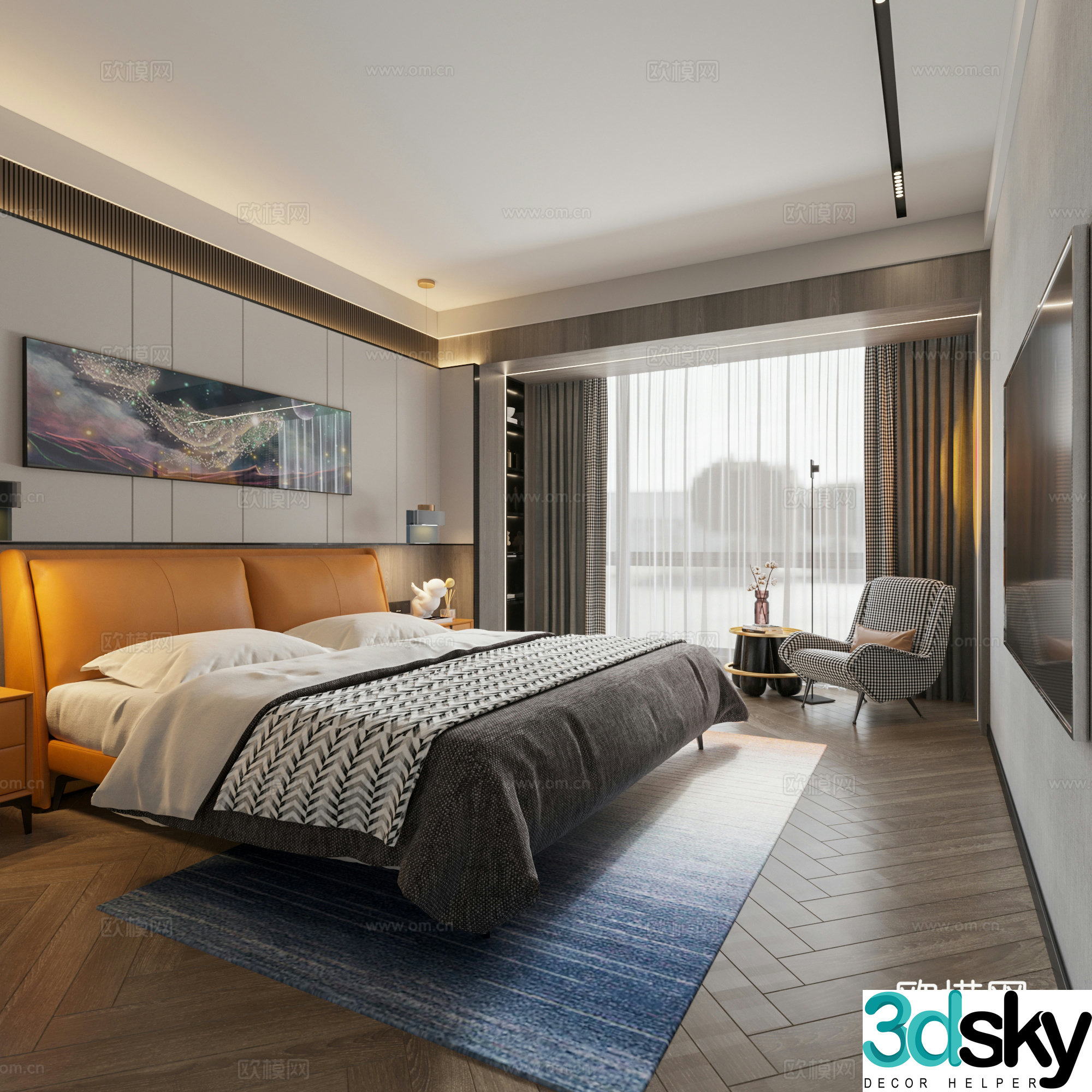 Modern bedroom master bedroom 3d model