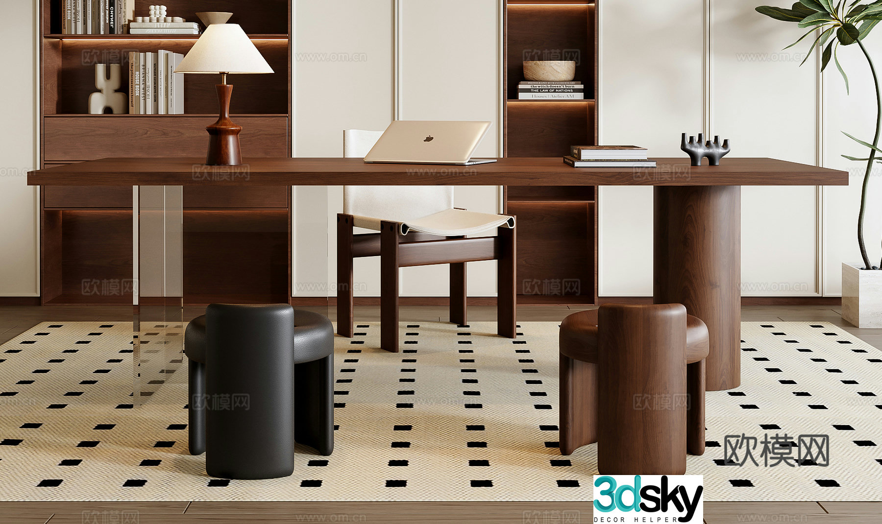 Medieval style desk and chair 3d model