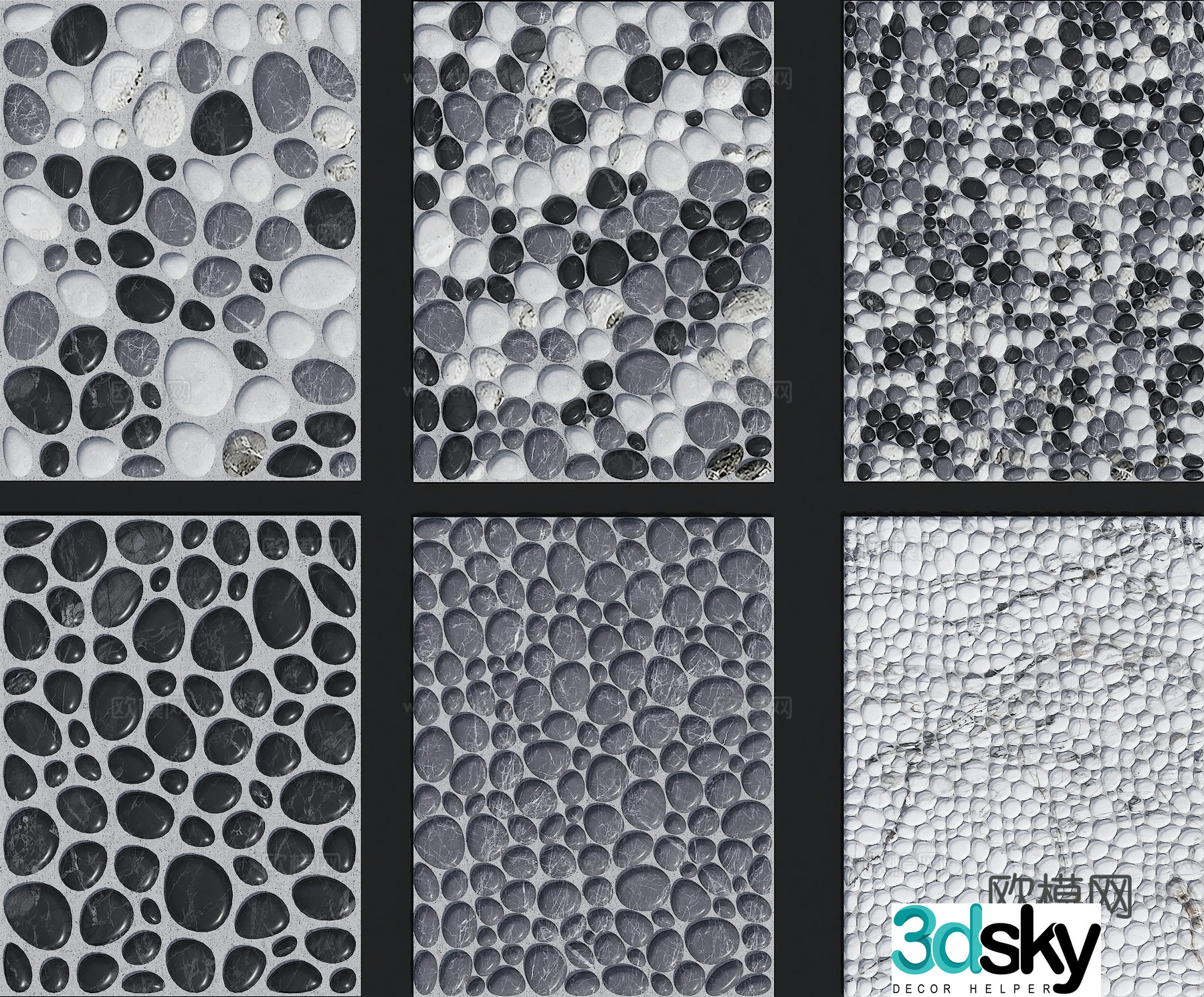 Pebbles small stones stones 3d model