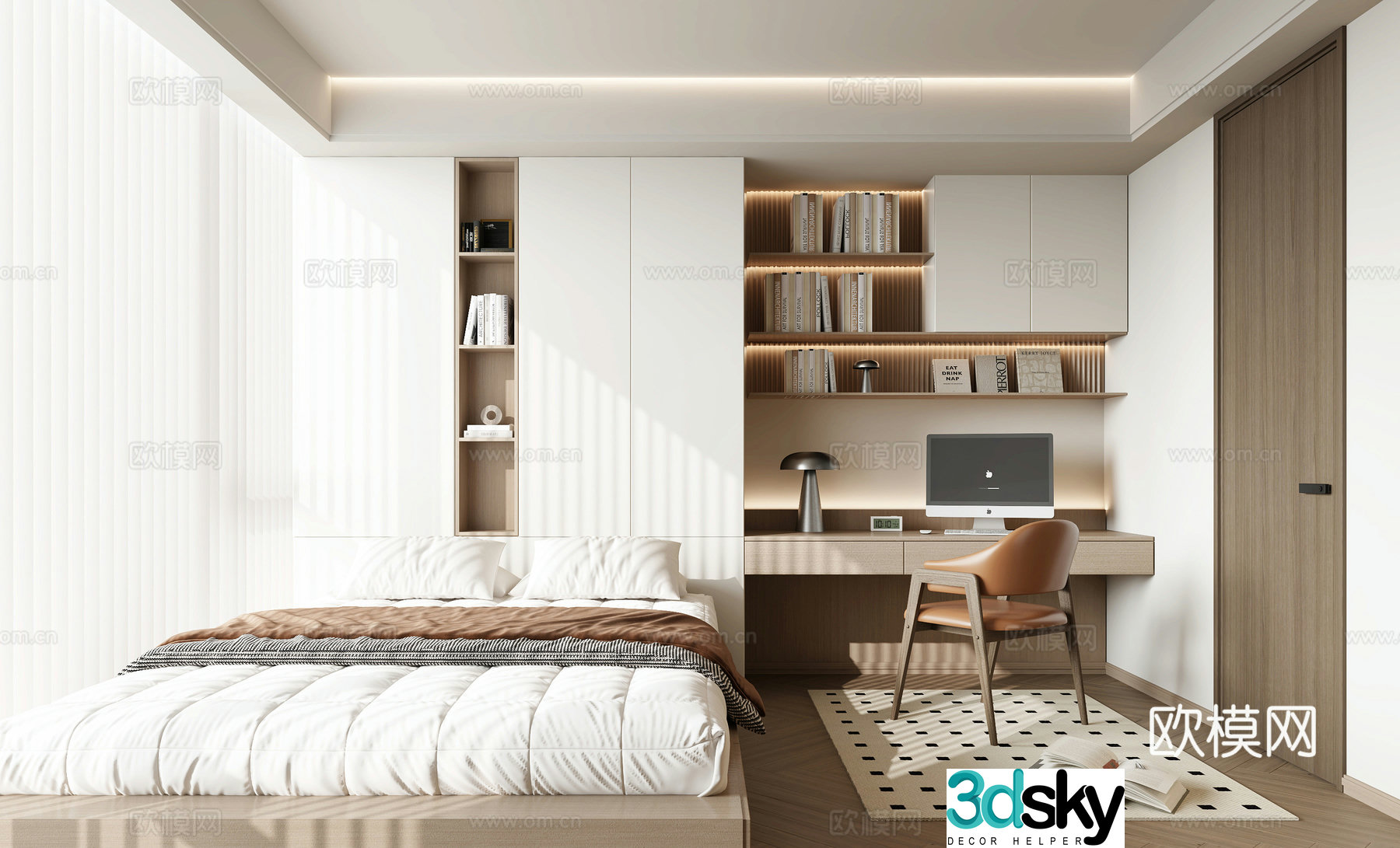 Modern tatami bedroom 3d model