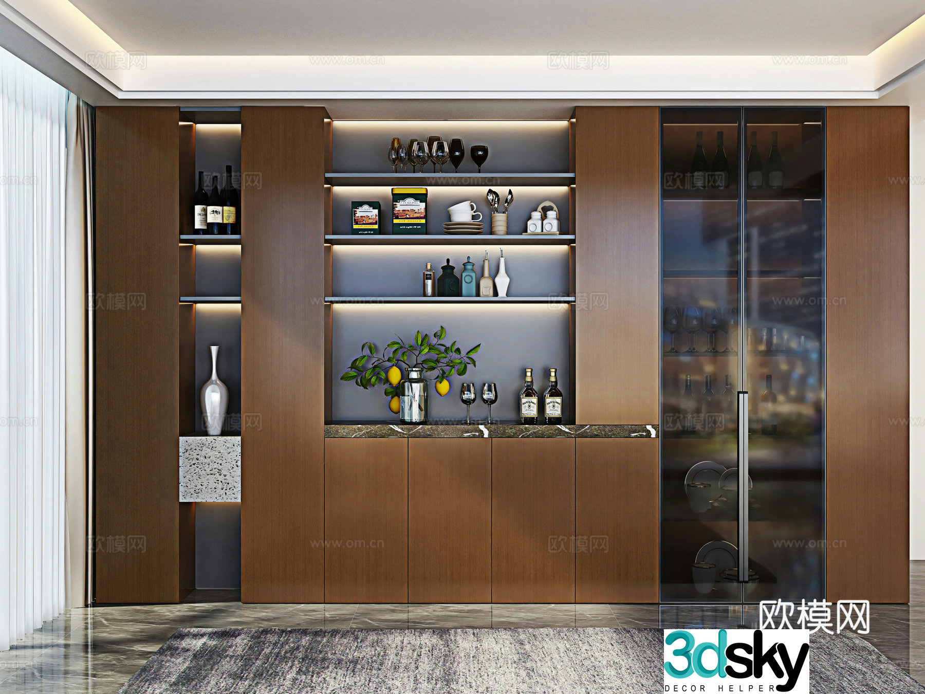 Italian sideboard wine cabinet 3d model