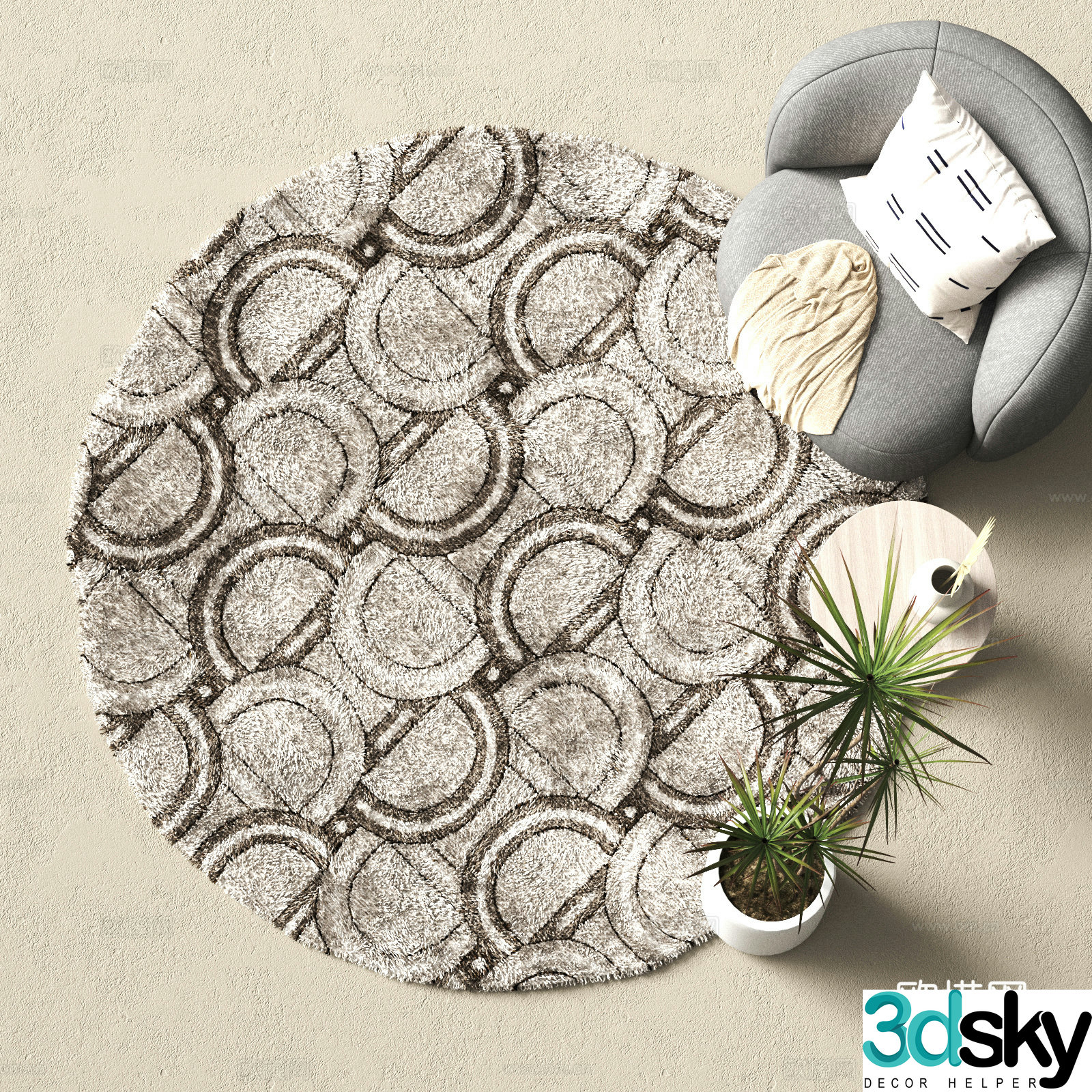Modern round carpet 3d model