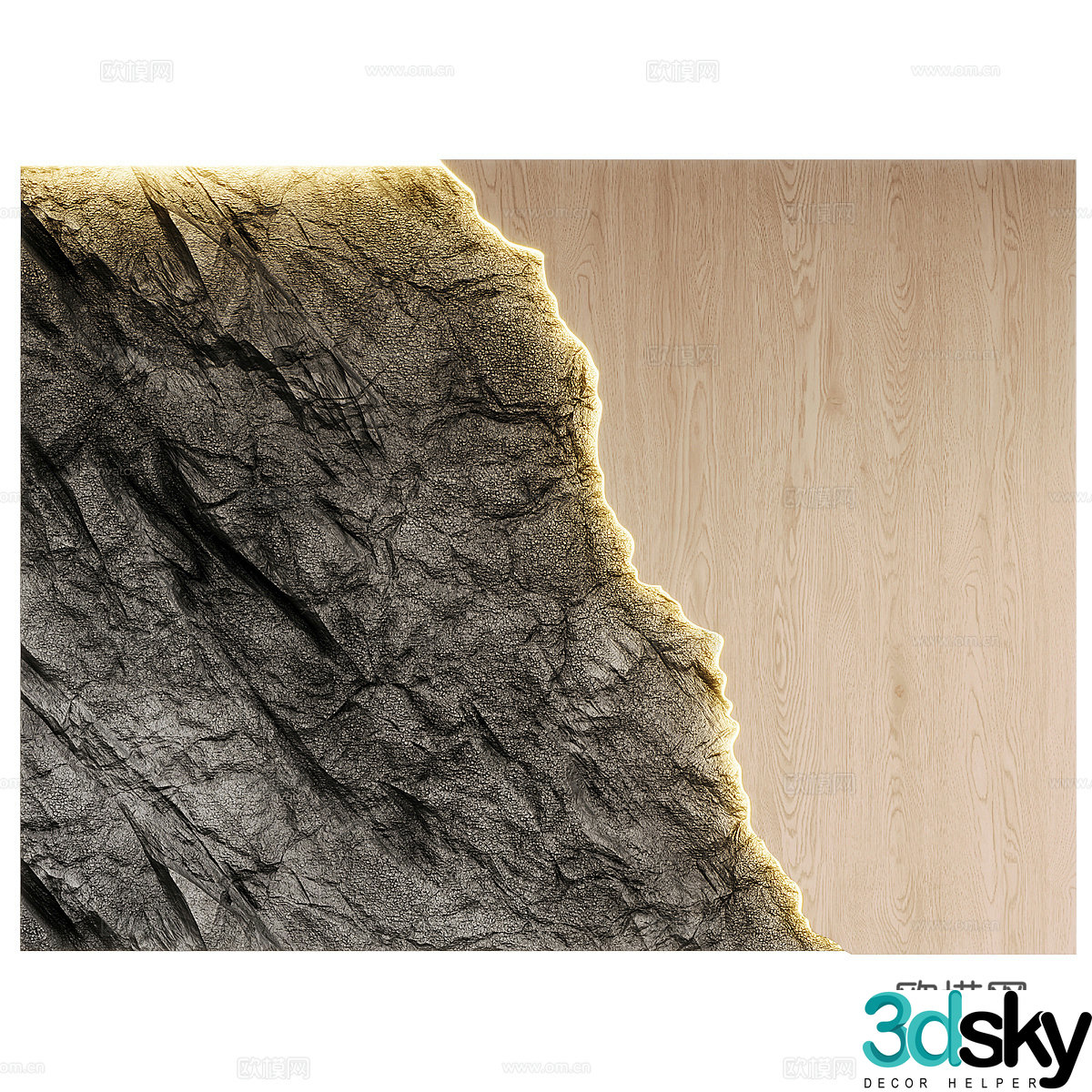 modern rock wall stone wall background wall 3d model