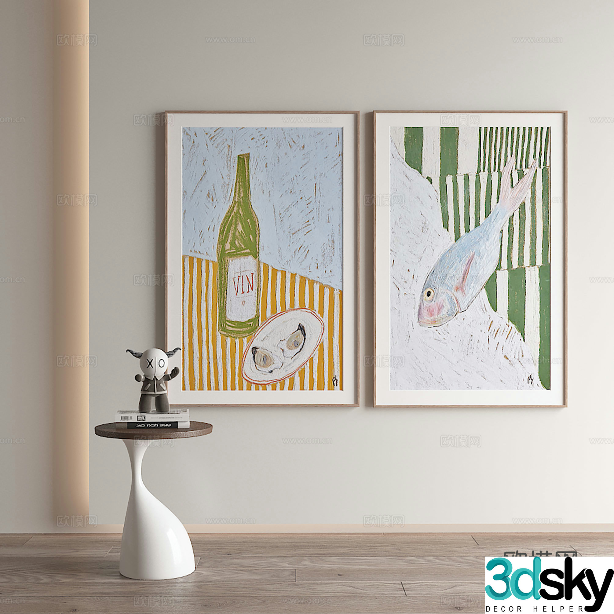 Nordic texture painting decorative painting 3d model