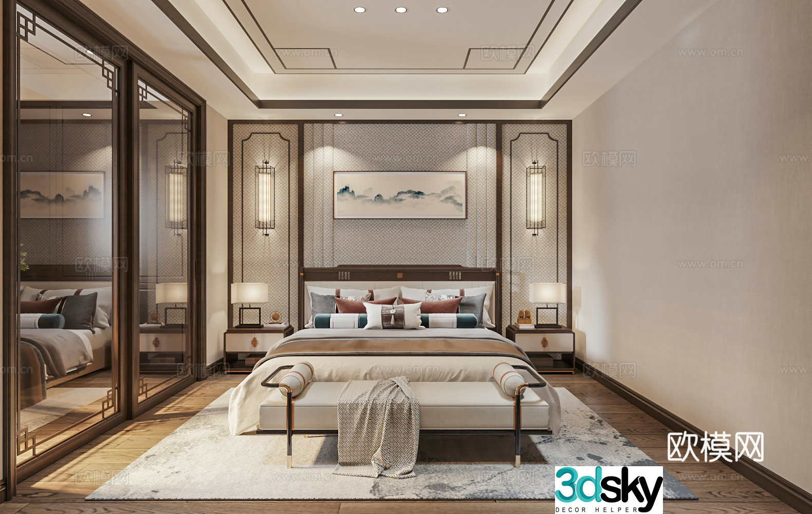 New Chinese style bedroom master bedroom 3d model