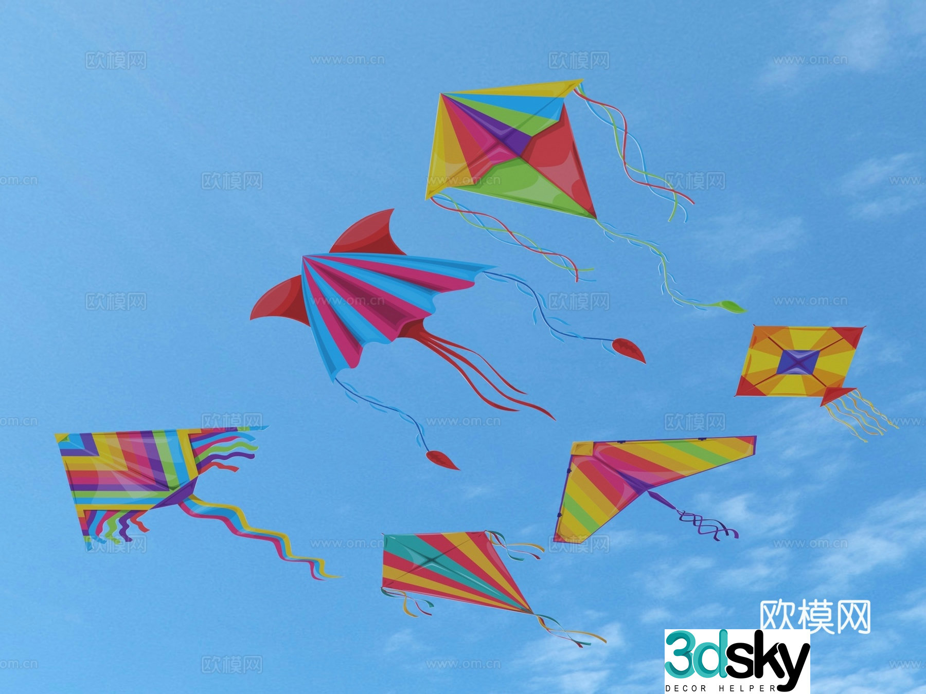 kite toy ornament decoration 3d model