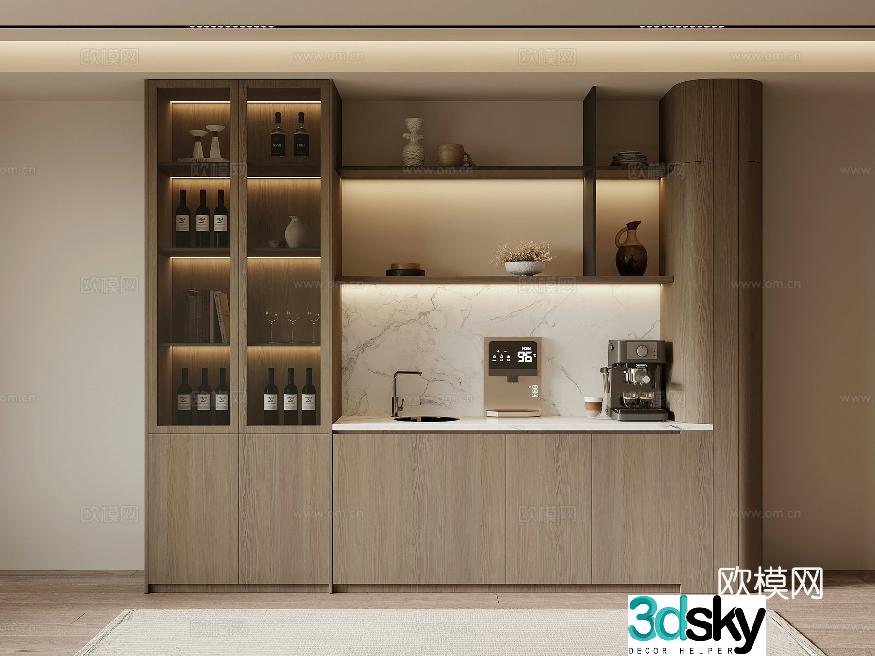 Italian wine cabinet sideboard 3d model