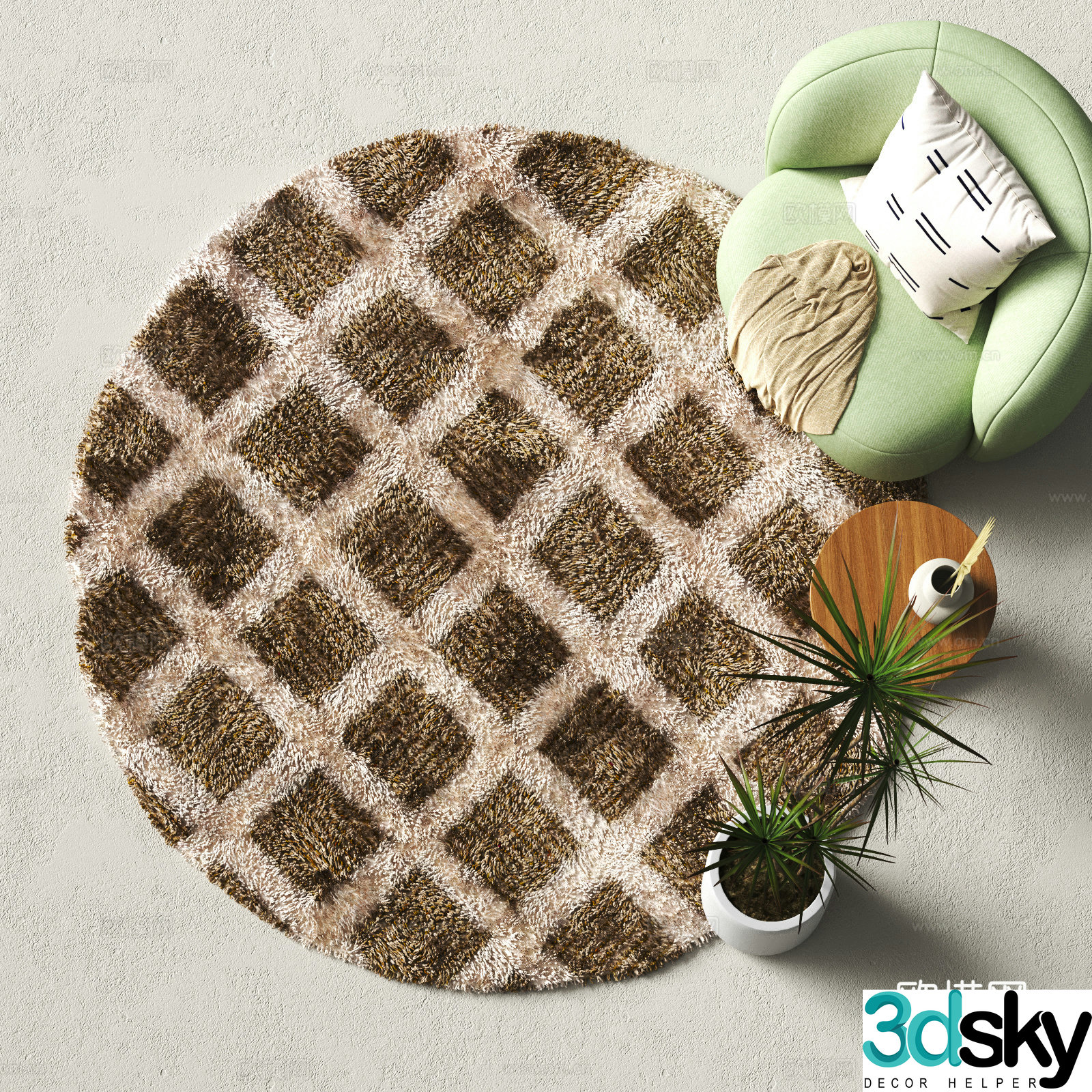 Modern round carpet 3d model