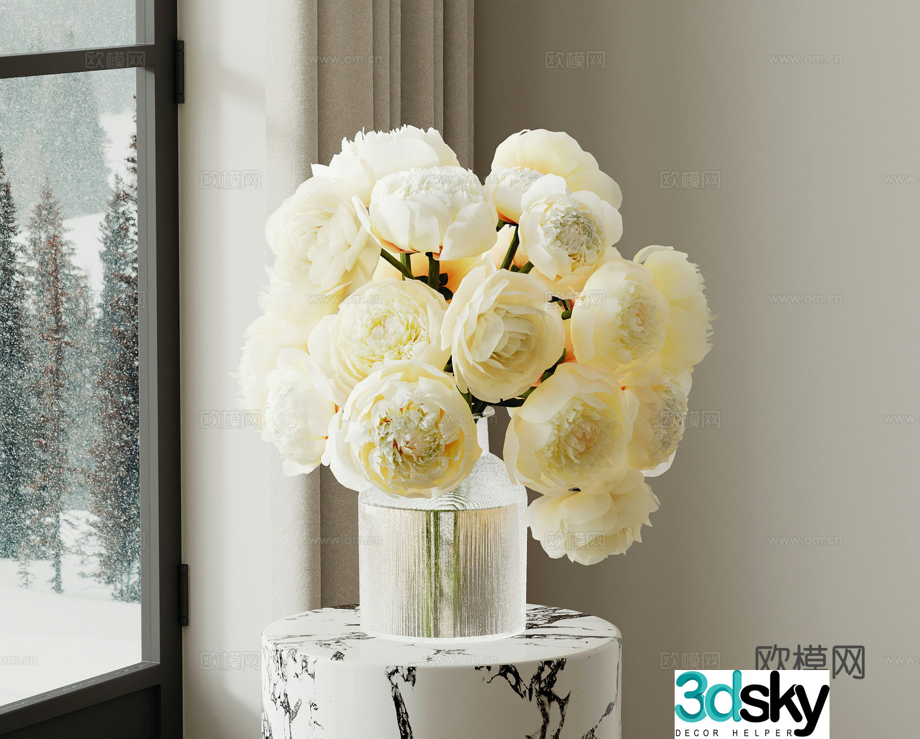 vase floral arrangement flower arrangement 3d model