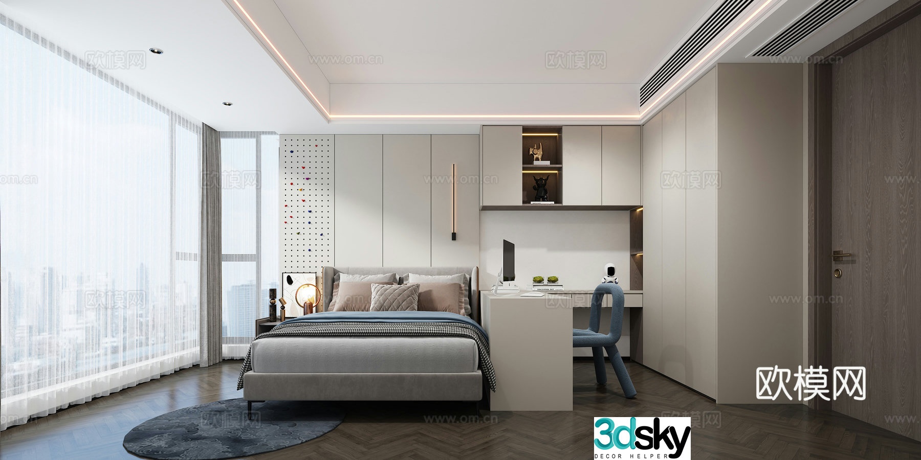Modern bedroom master bedroom 3d model