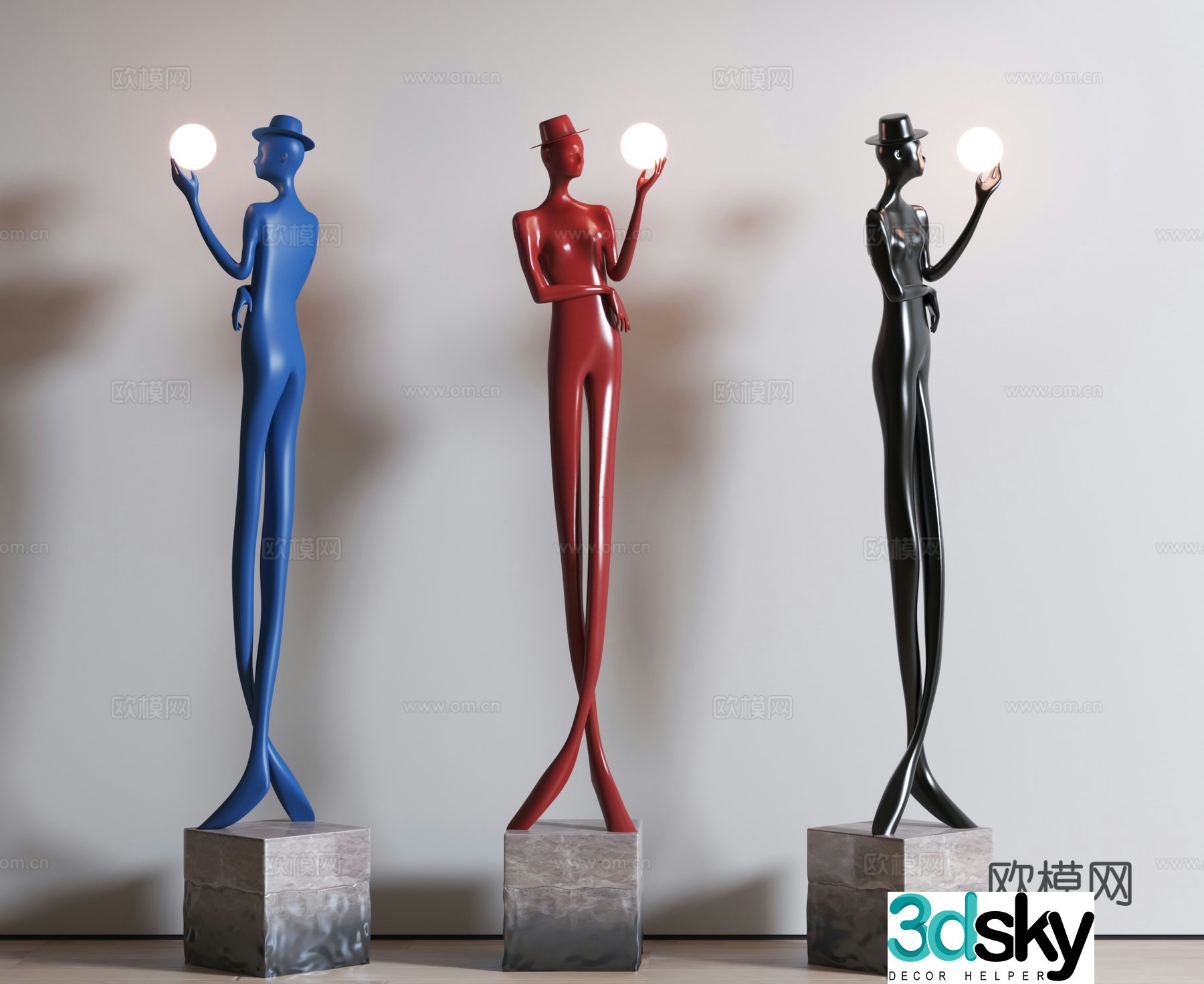 Modern indoor sculpture lamp figure floor lamp 3d model