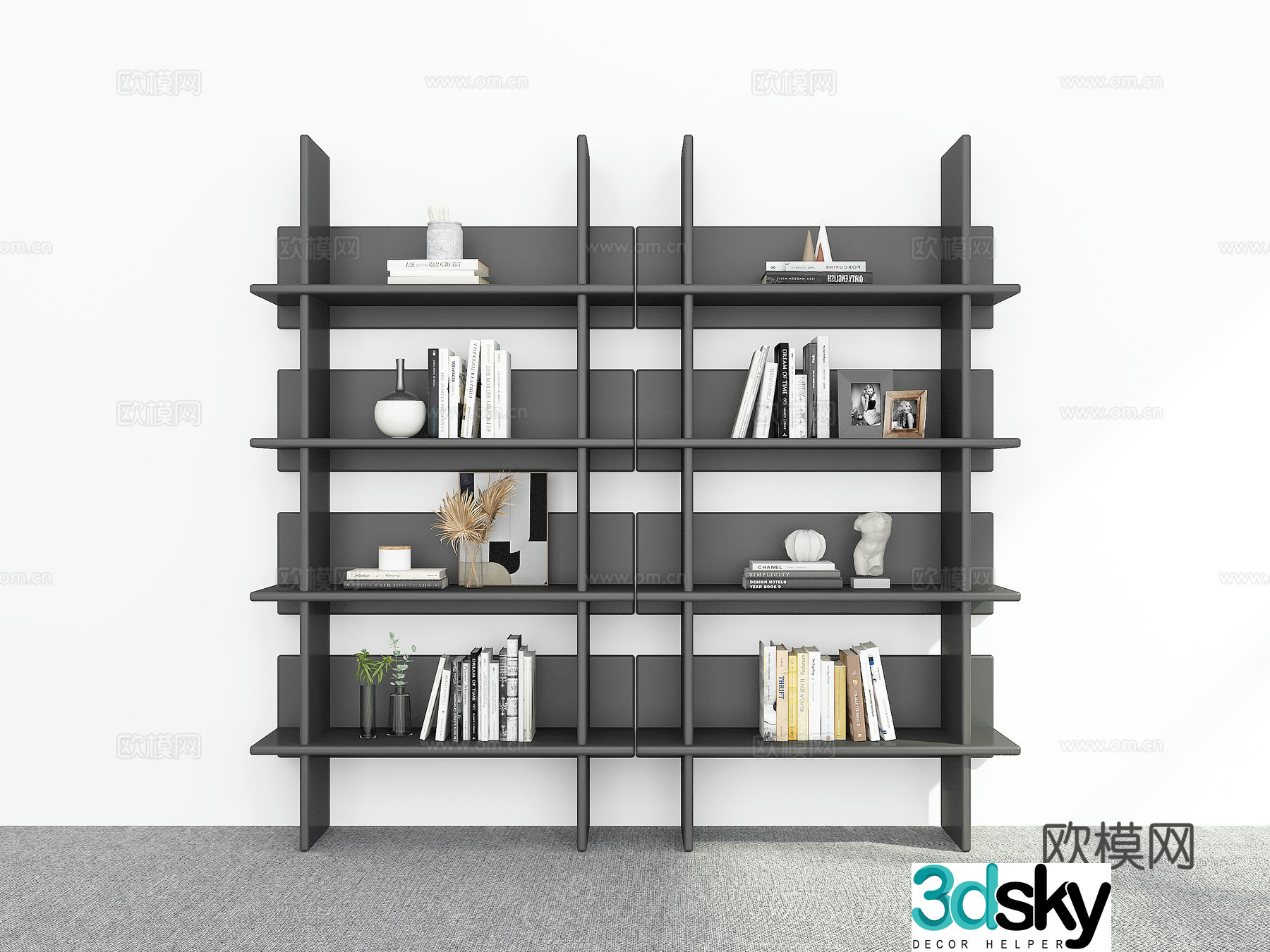 Modern bookshelf 3d model