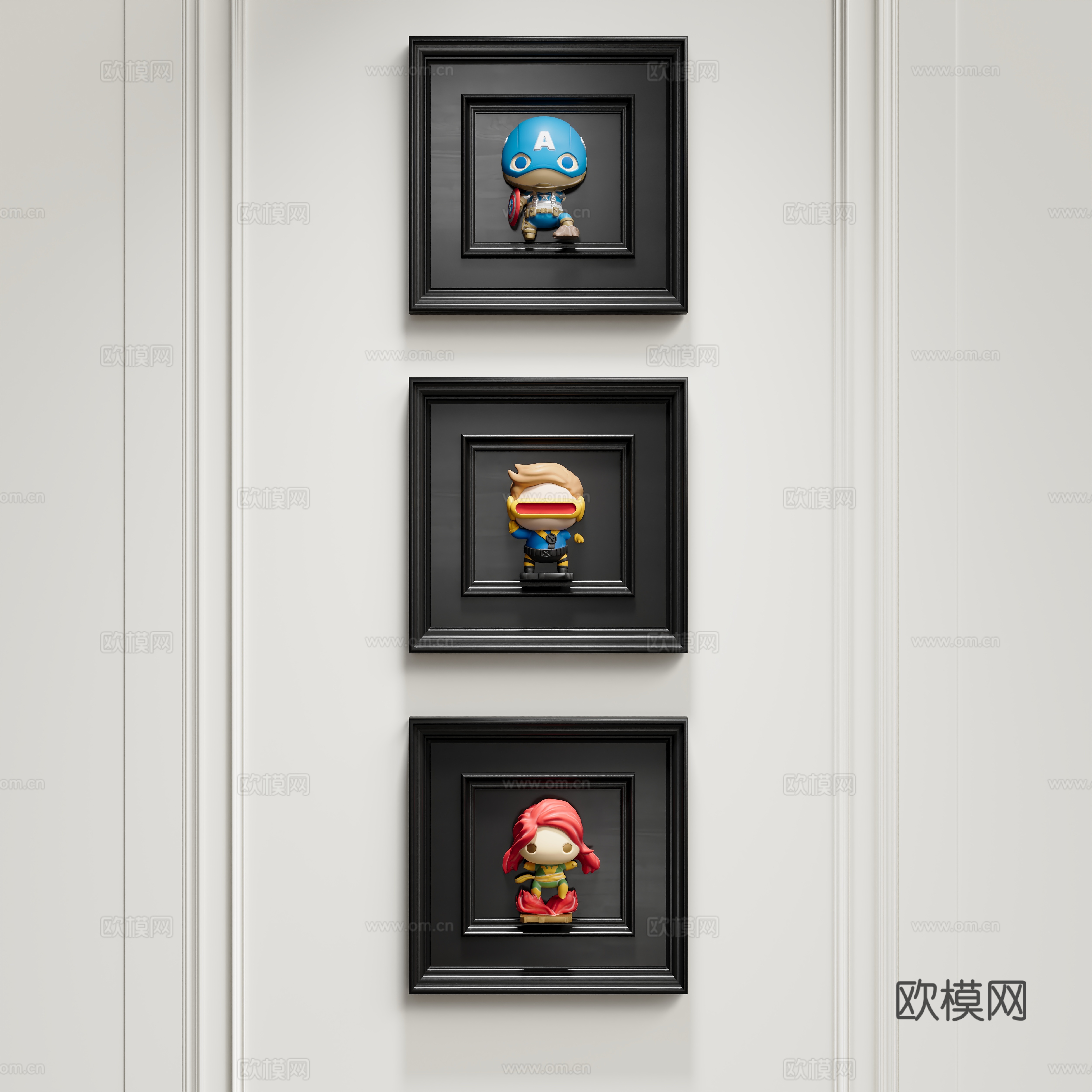 Modern cartoon decorative painting trendy hanging painting 3D model