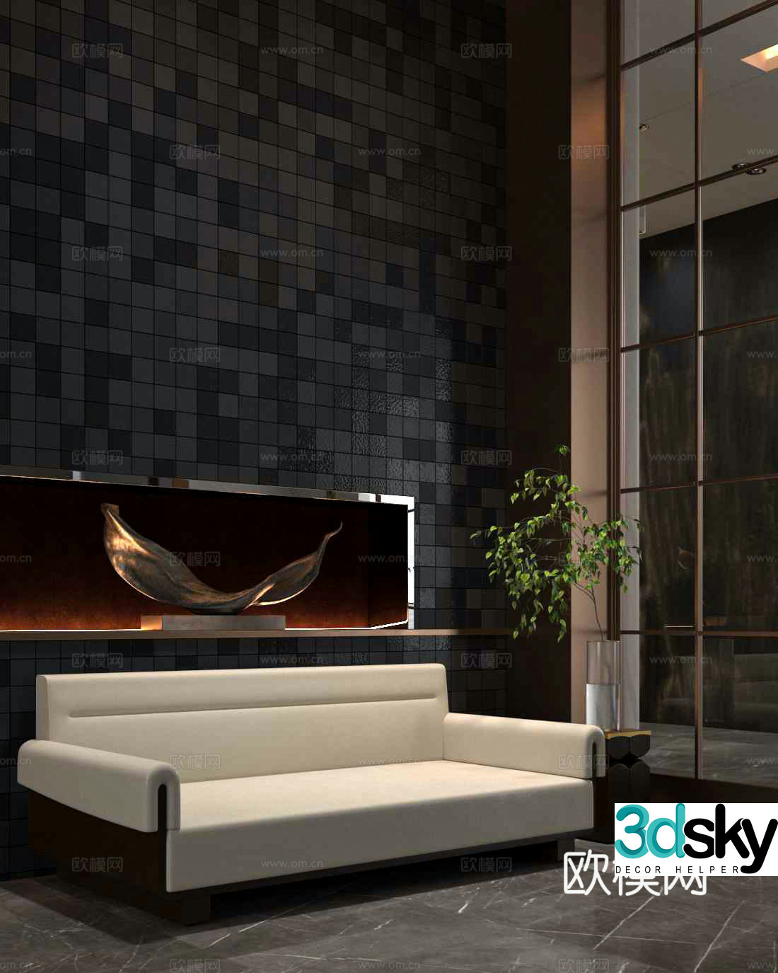 Modern multi-seater sofa 3d model