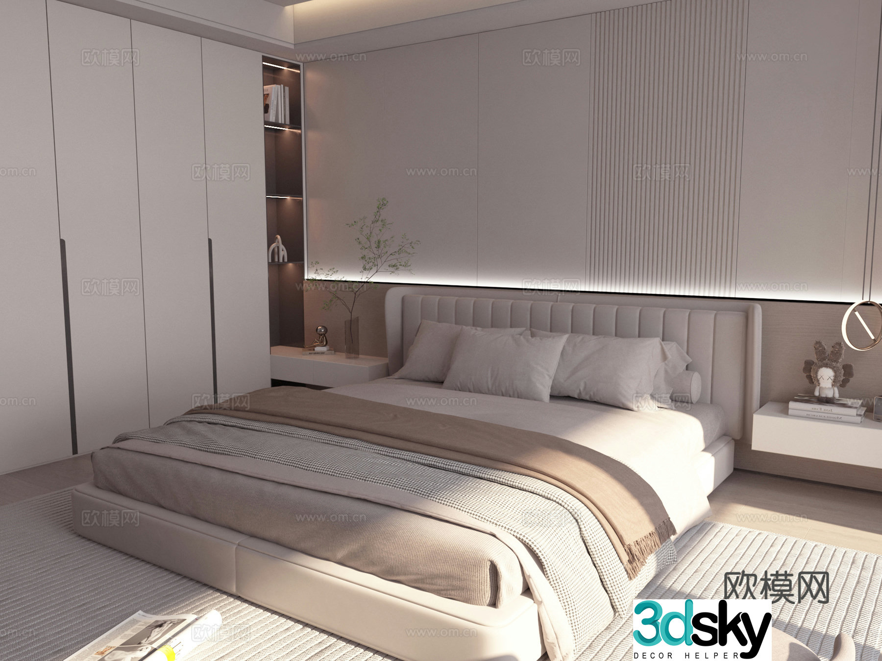 Modern double bed 3d model