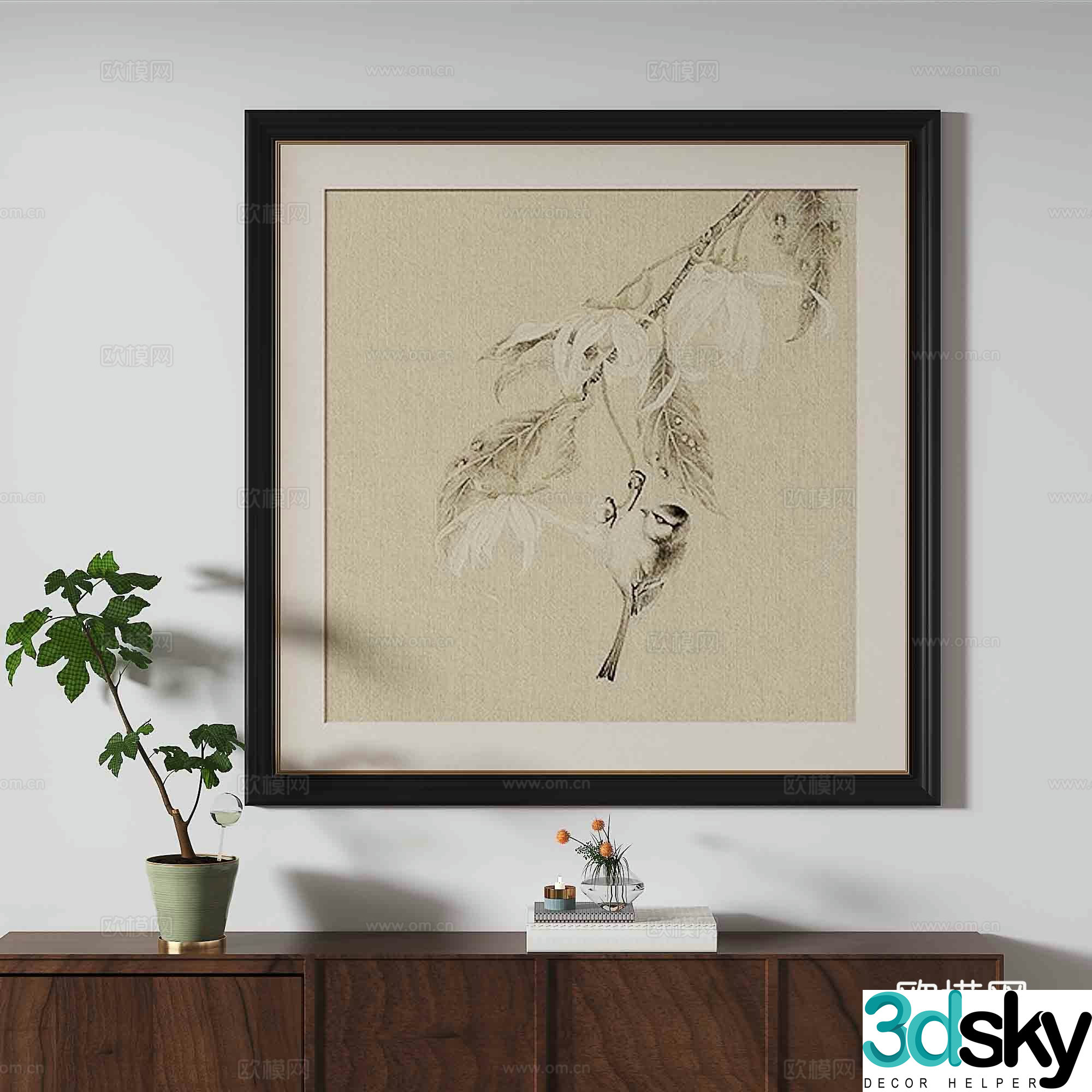 Simple European texture painting decorative painting 3d model