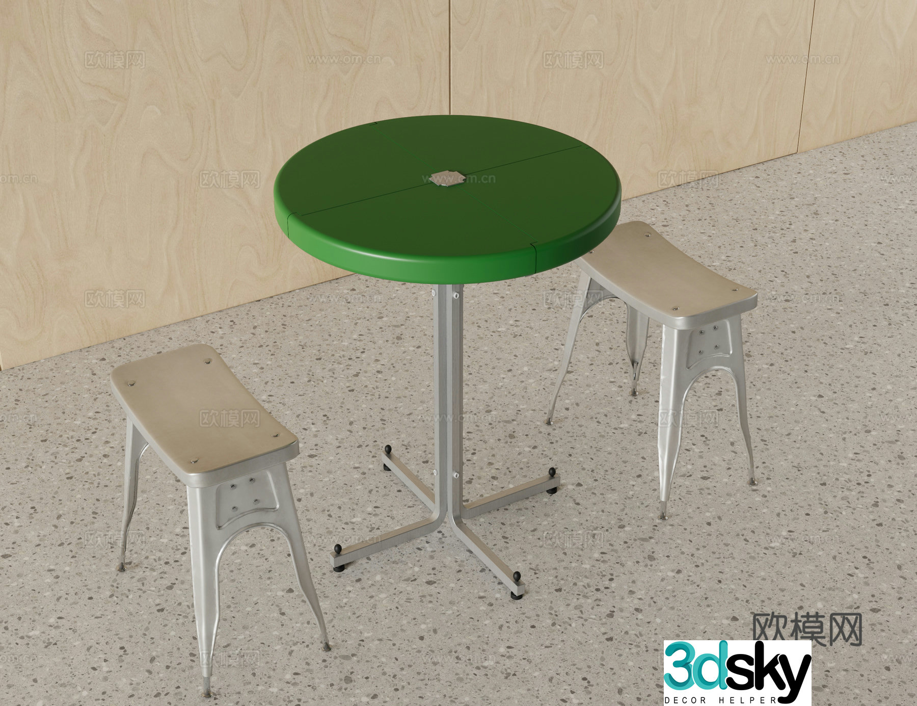 Modern food stall dining table and chairs round dining table and chairs 3d model