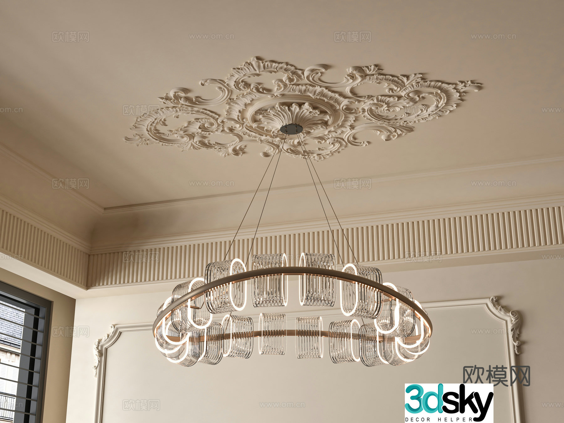 French hall chandelier 3d model