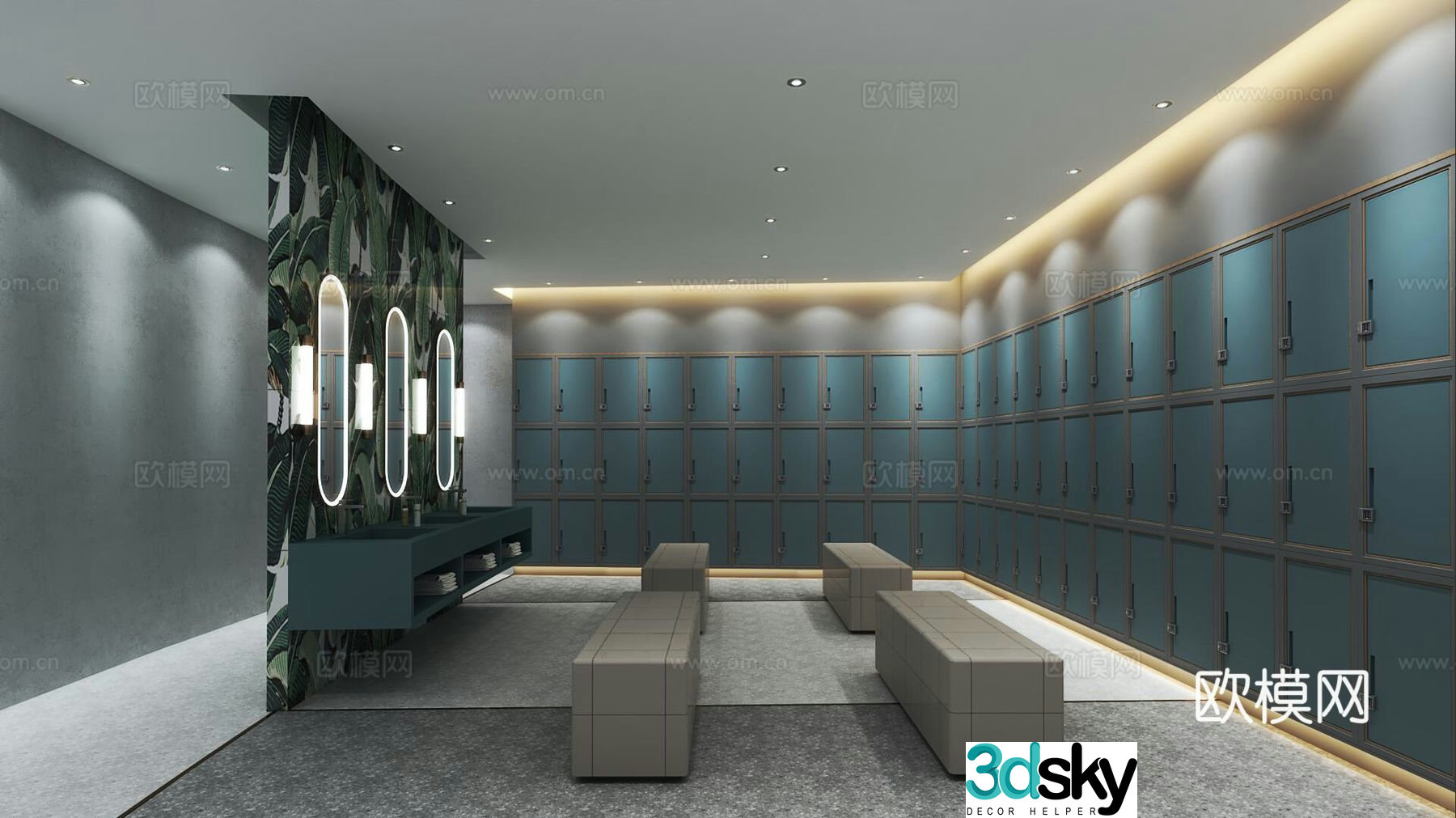 Modern bathing shop changing room 3d model