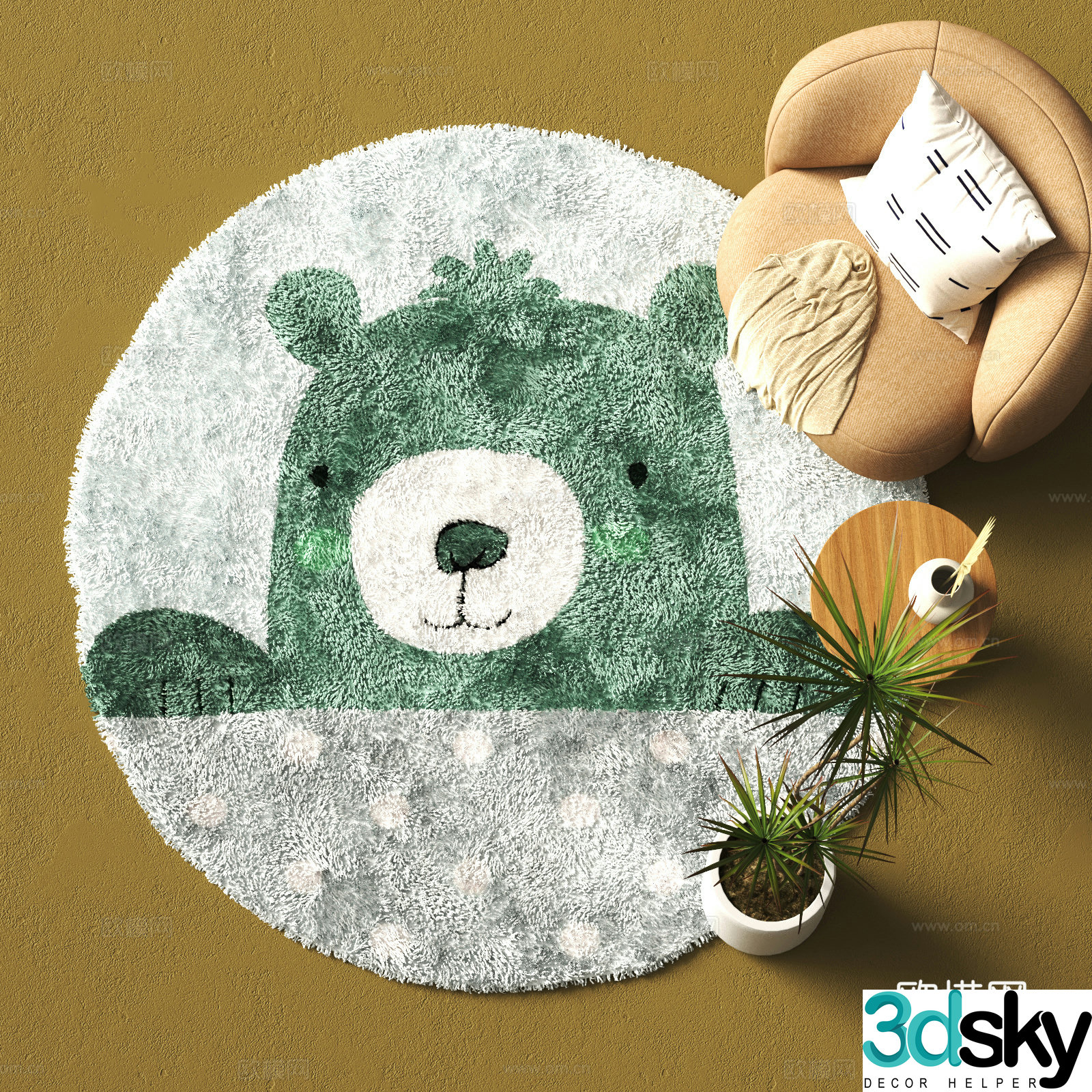 Modern round carpet 3d model
