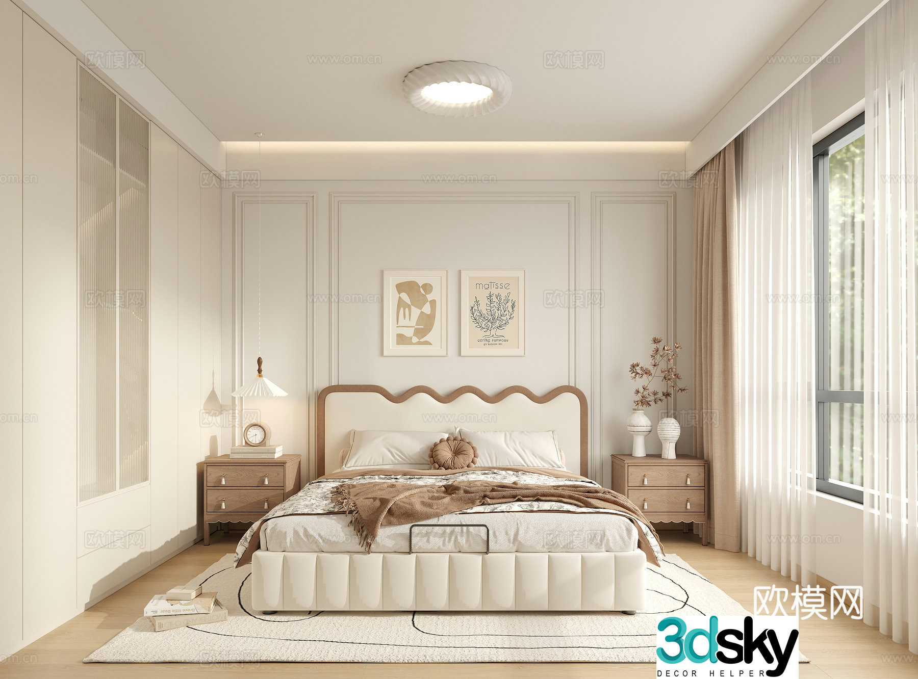 Cream style bedroom master bedroom 3d model
