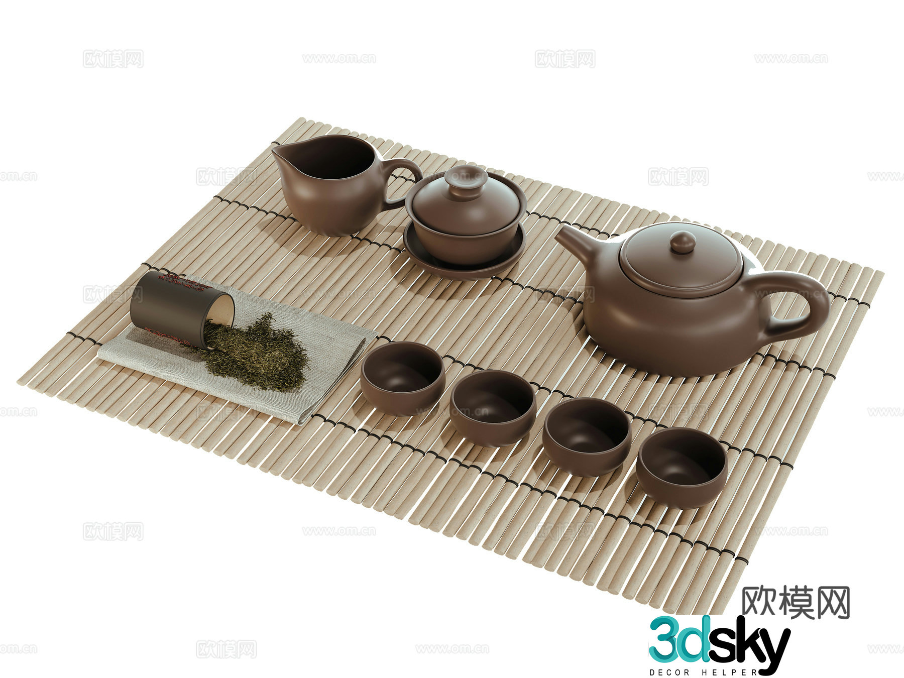 New Chinese tea set teapot teacup 3d model