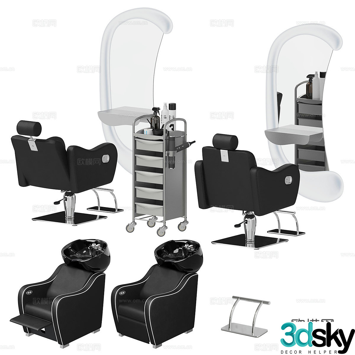 Modern shampoo chair hairdressing equipment 3d model