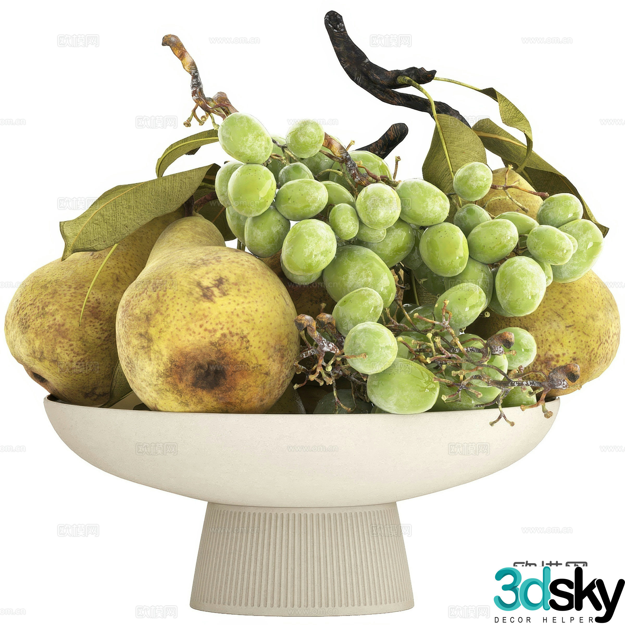 fruit fruit plate grape 3d model