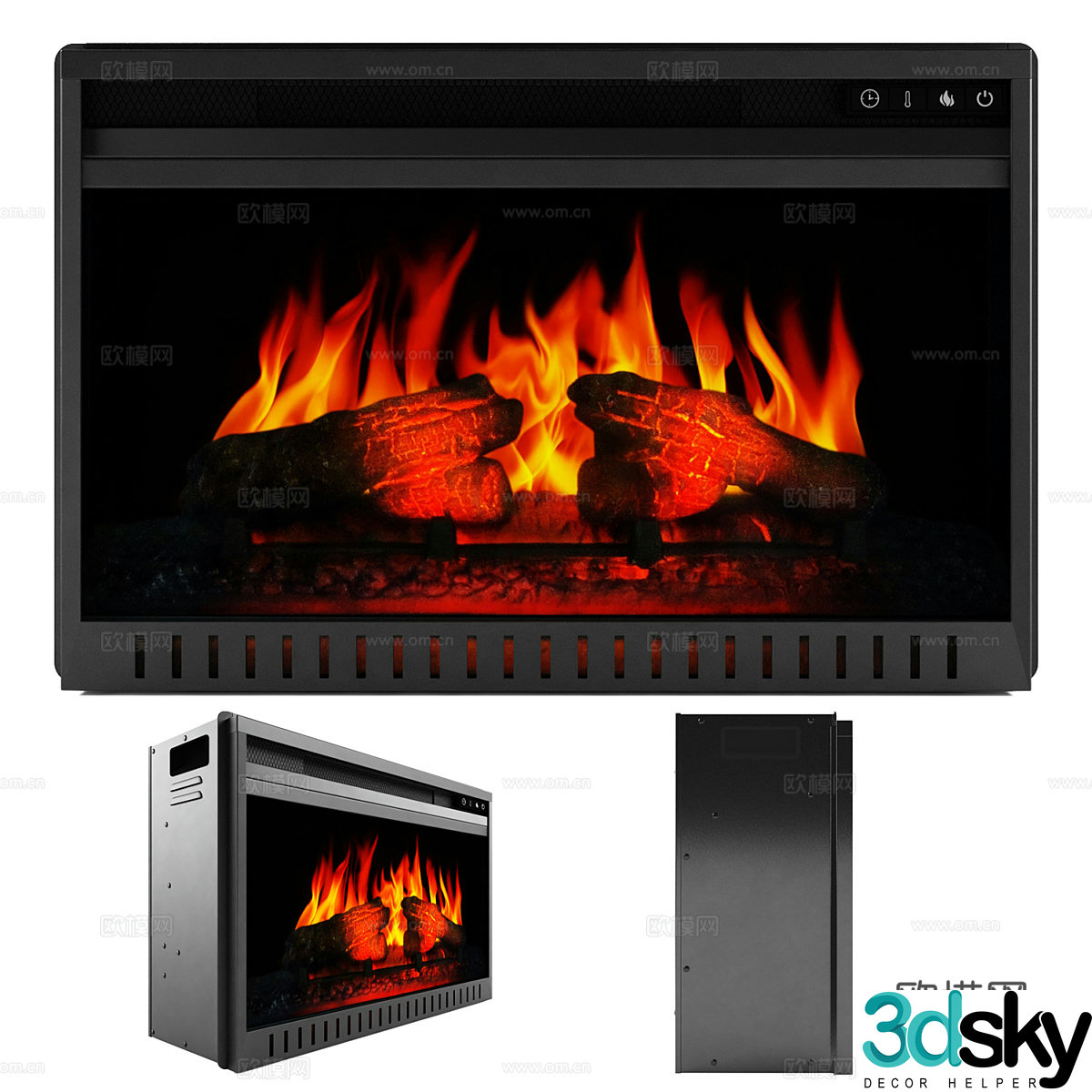 Modern minimalist fireplace stove electronic fireplace 3d model