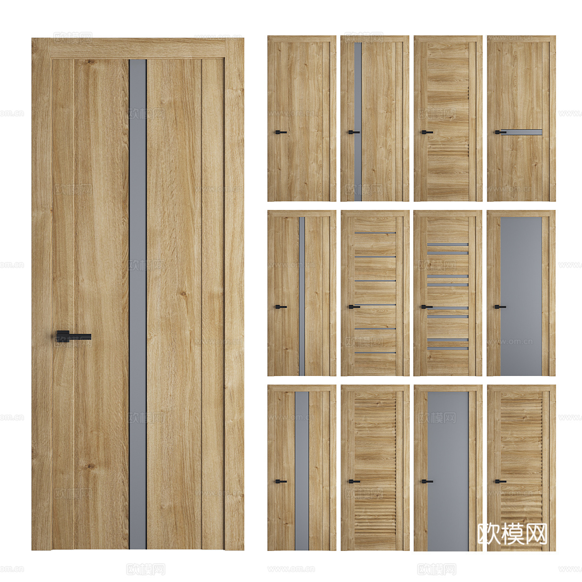 Modern minimalist door wooden door room door single door bathroom door 3d model