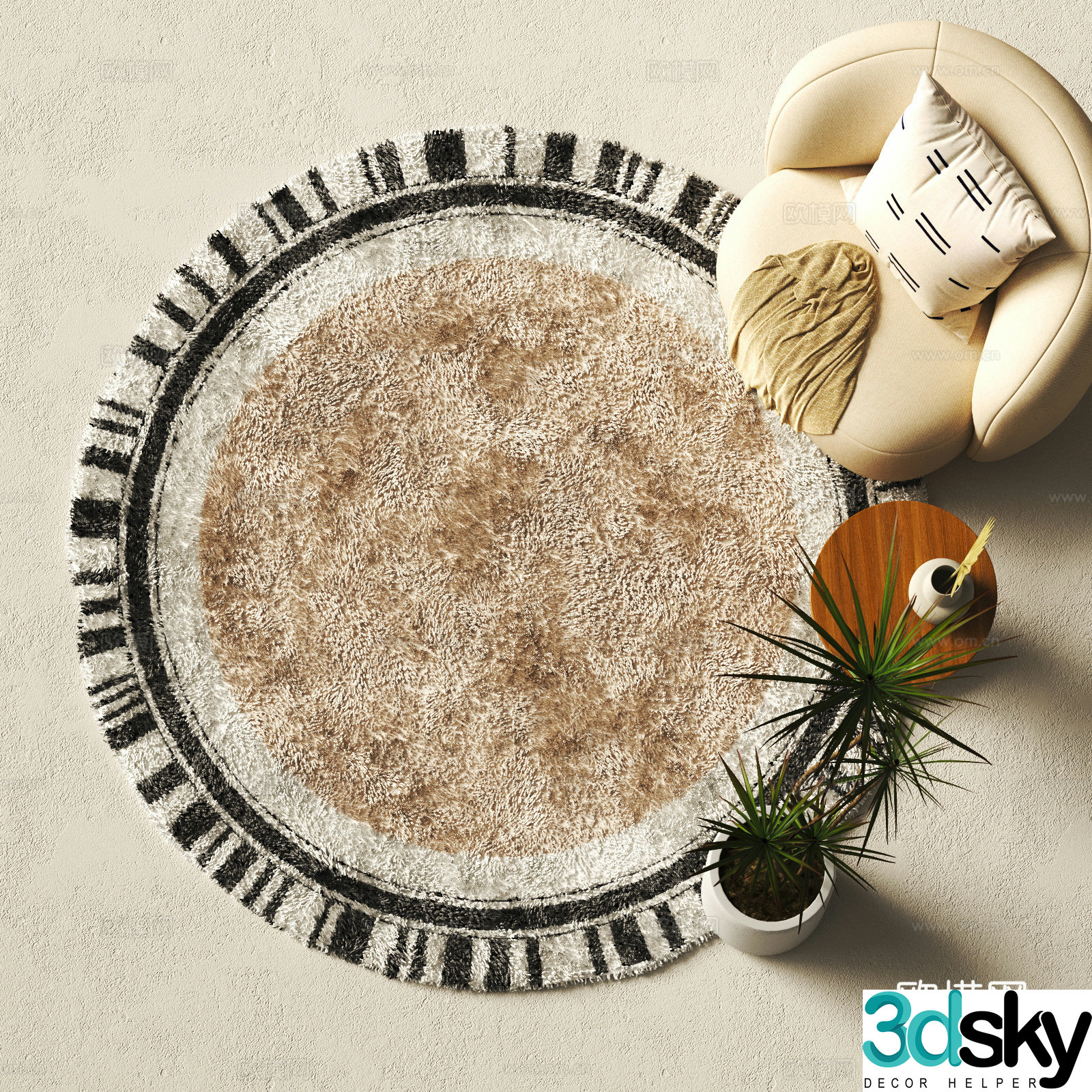 Modern round carpet 3d model