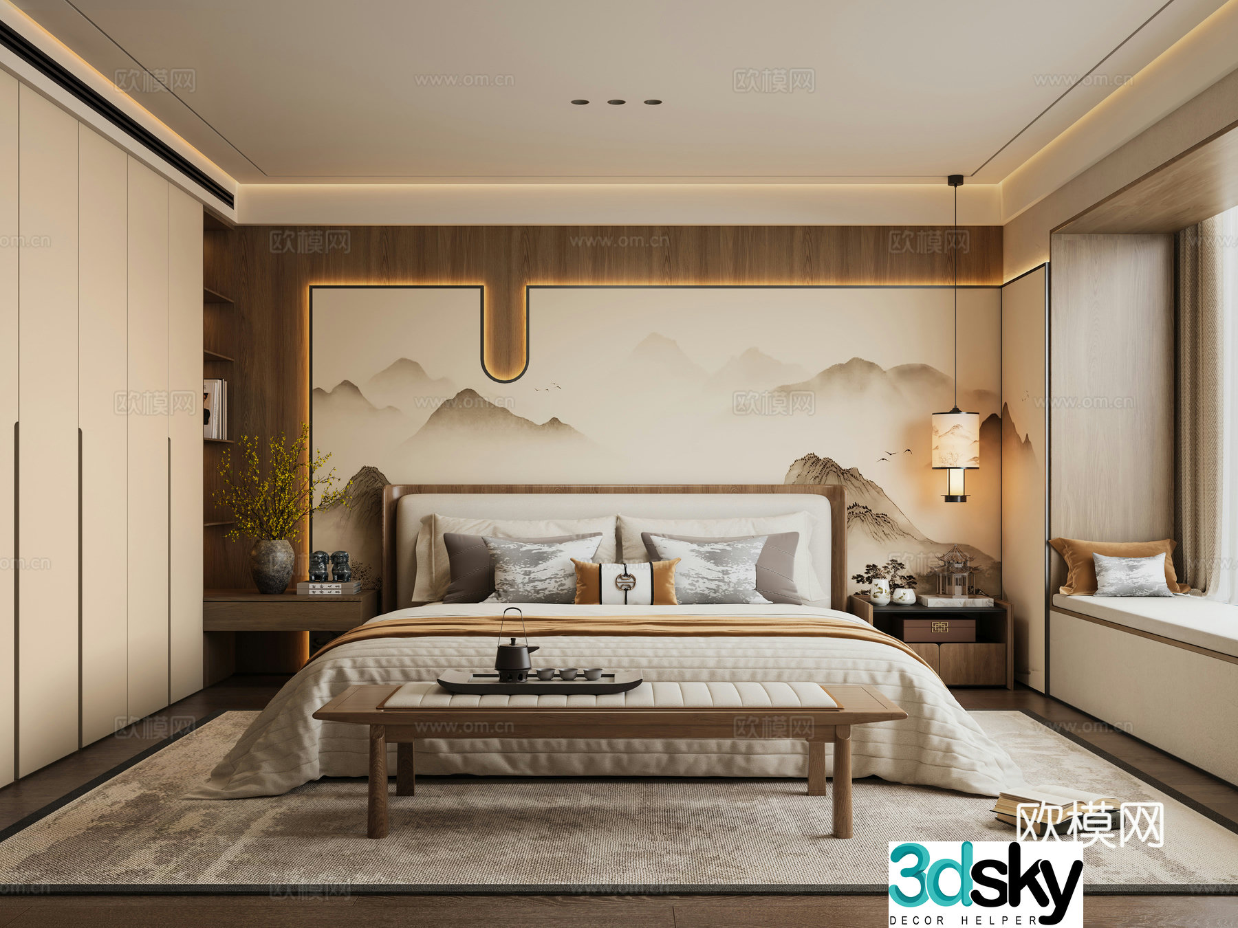 New Chinese style bedroom master bedroom 3d model