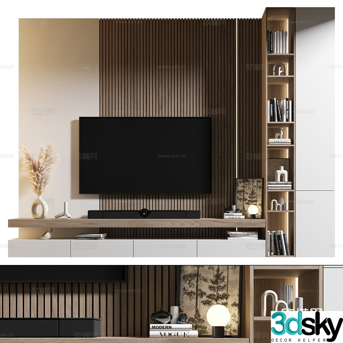 Modern TV background wall 3d model
