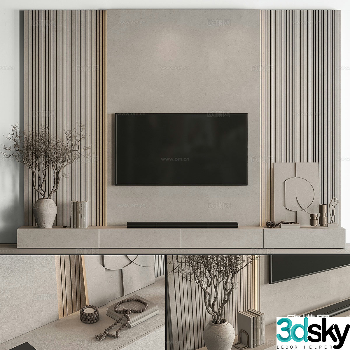 Wabi Sabi TV background wall 3D model