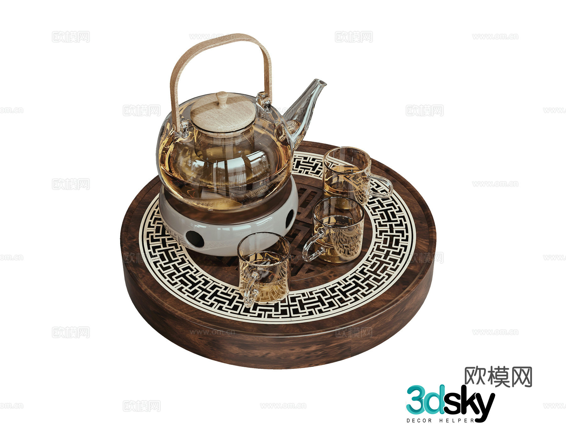 New Chinese teapot tea set 3d model