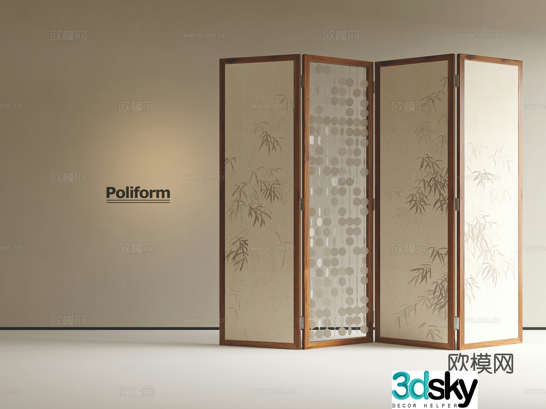 Medieval style folding screen 3D model