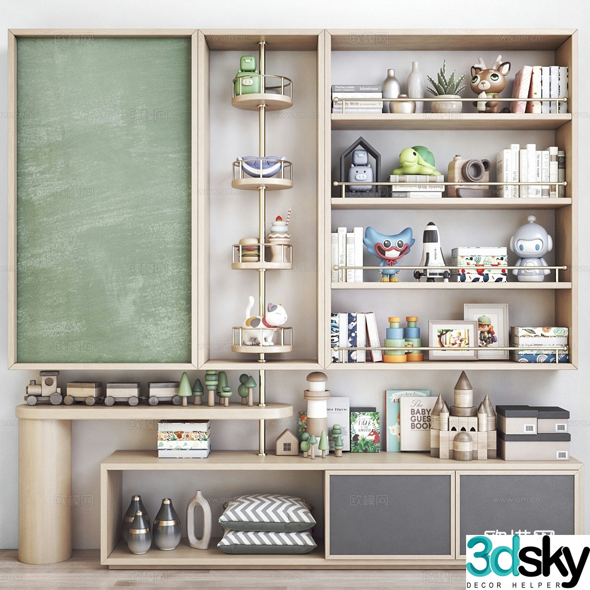 Modern children’s bookcase 3d model
