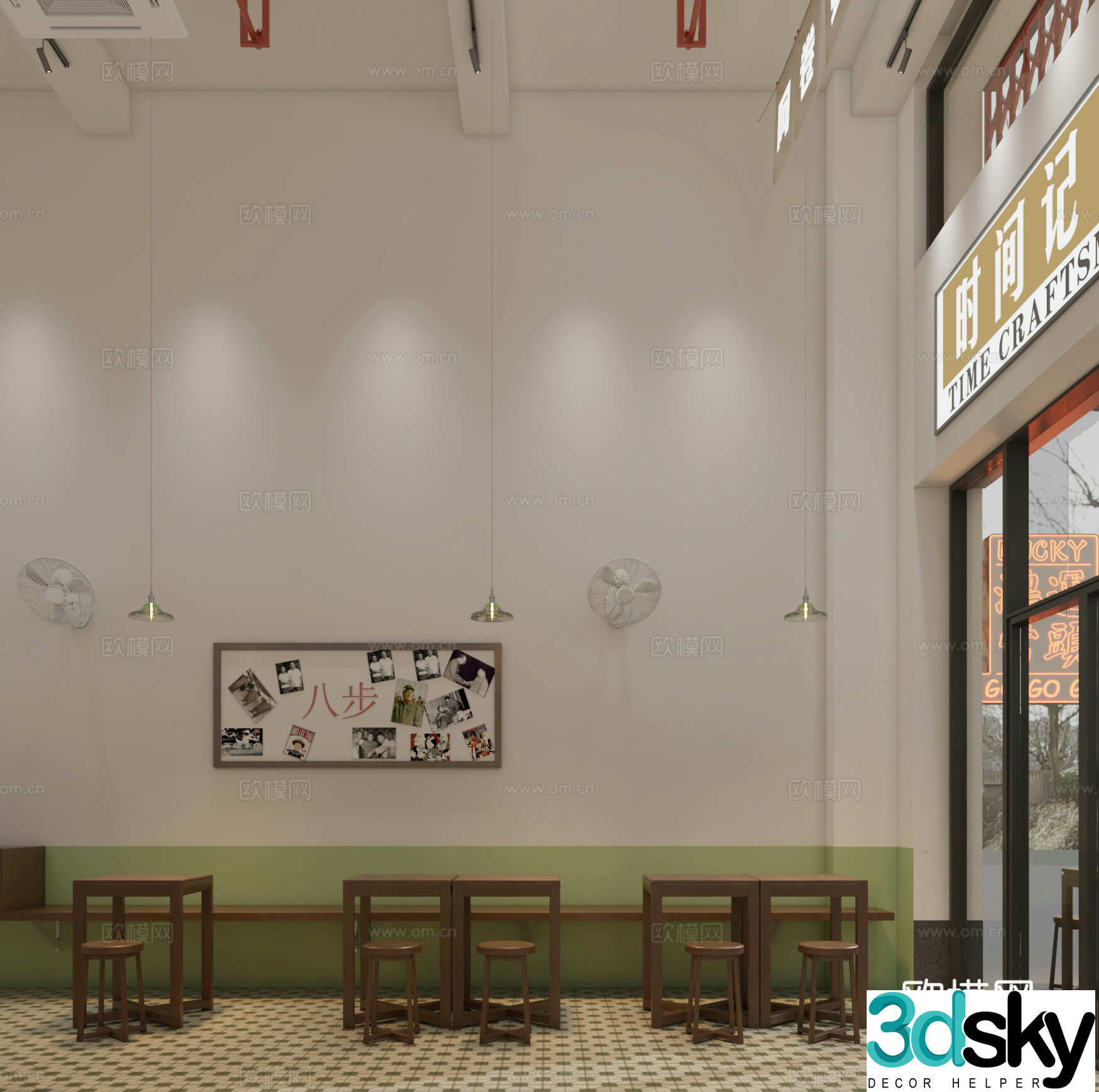 Retro nostalgic style rice noodle shop 3D model