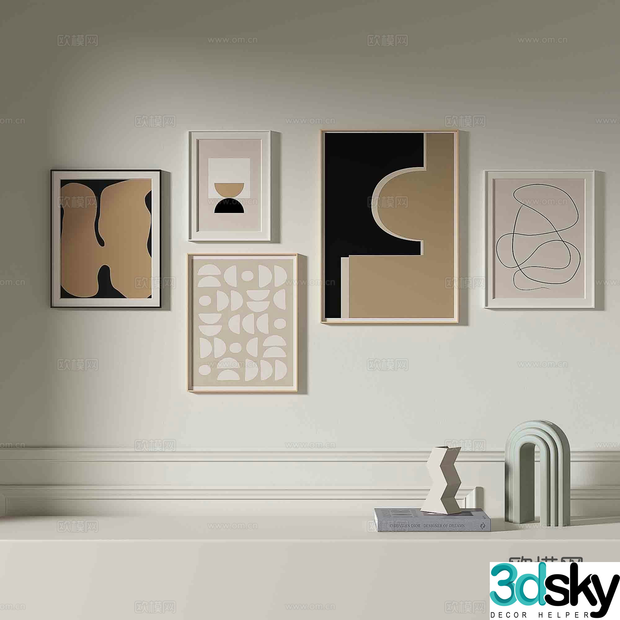 Modern simple hanging painting abstract painting decorative painting 3D model