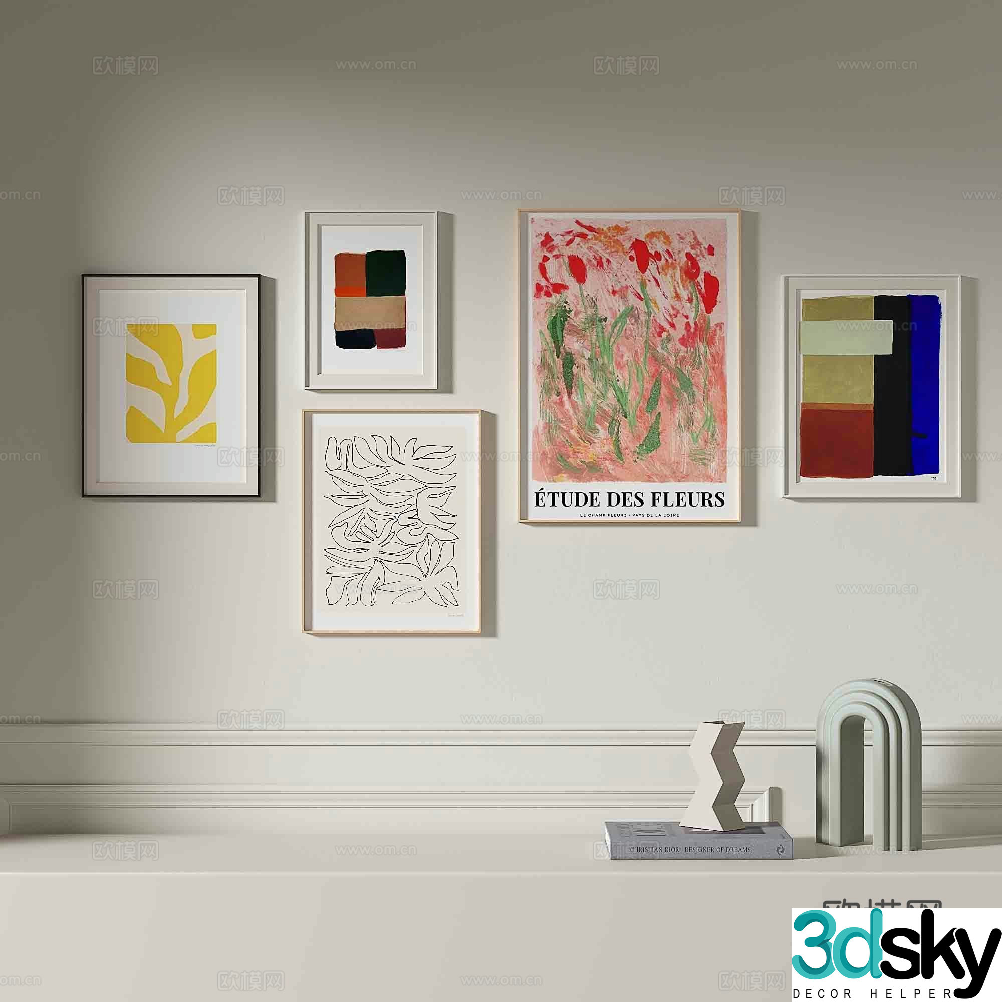 Modern abstract painting decorative painting 3d model
