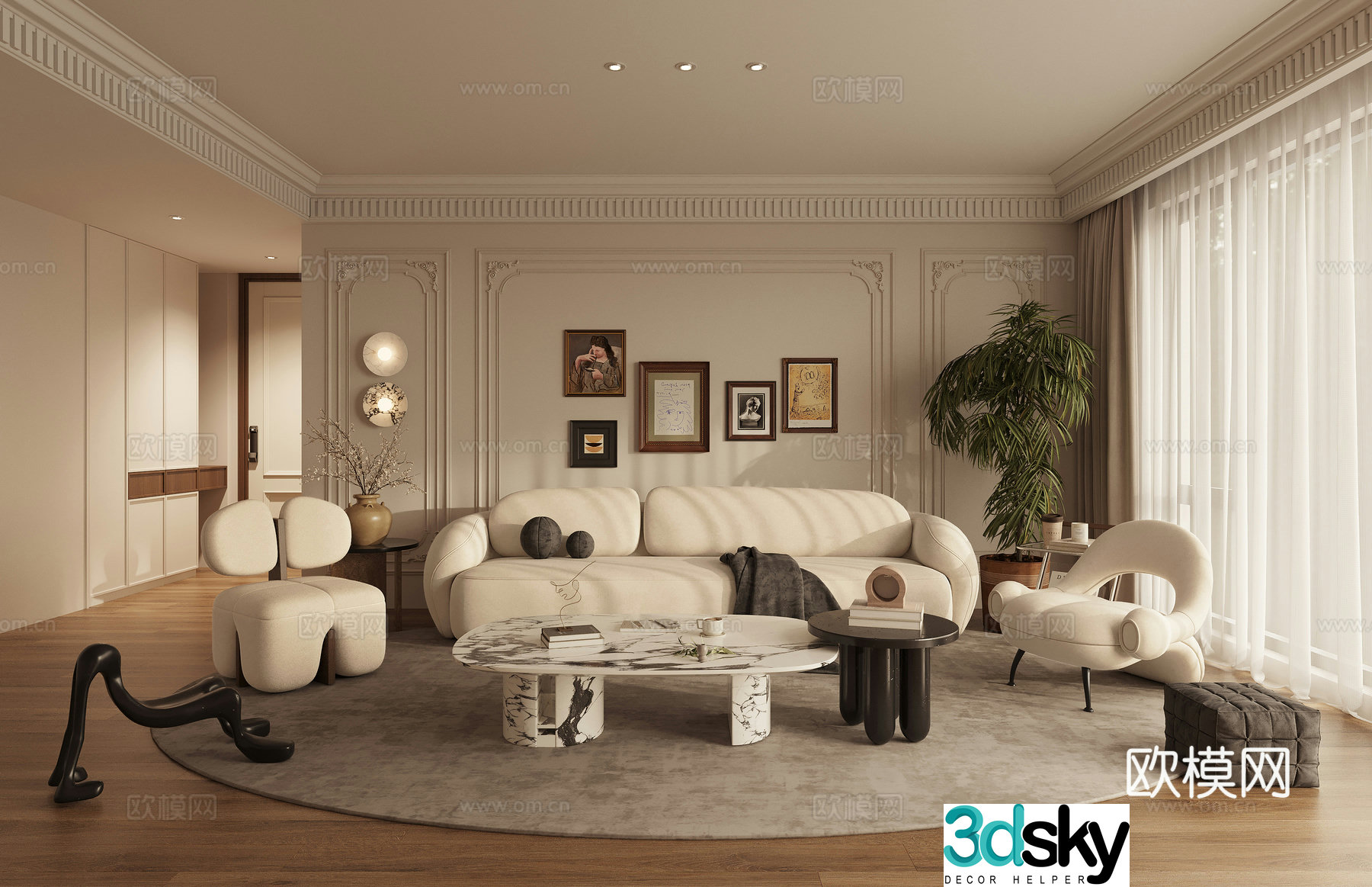 French living room 3d model