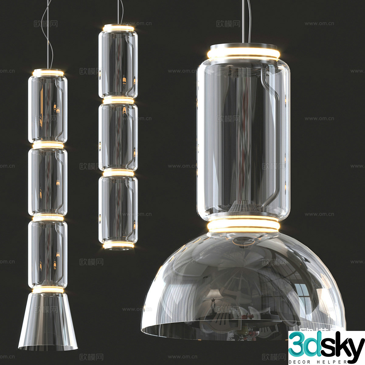 Modern glass chandelier 3d model