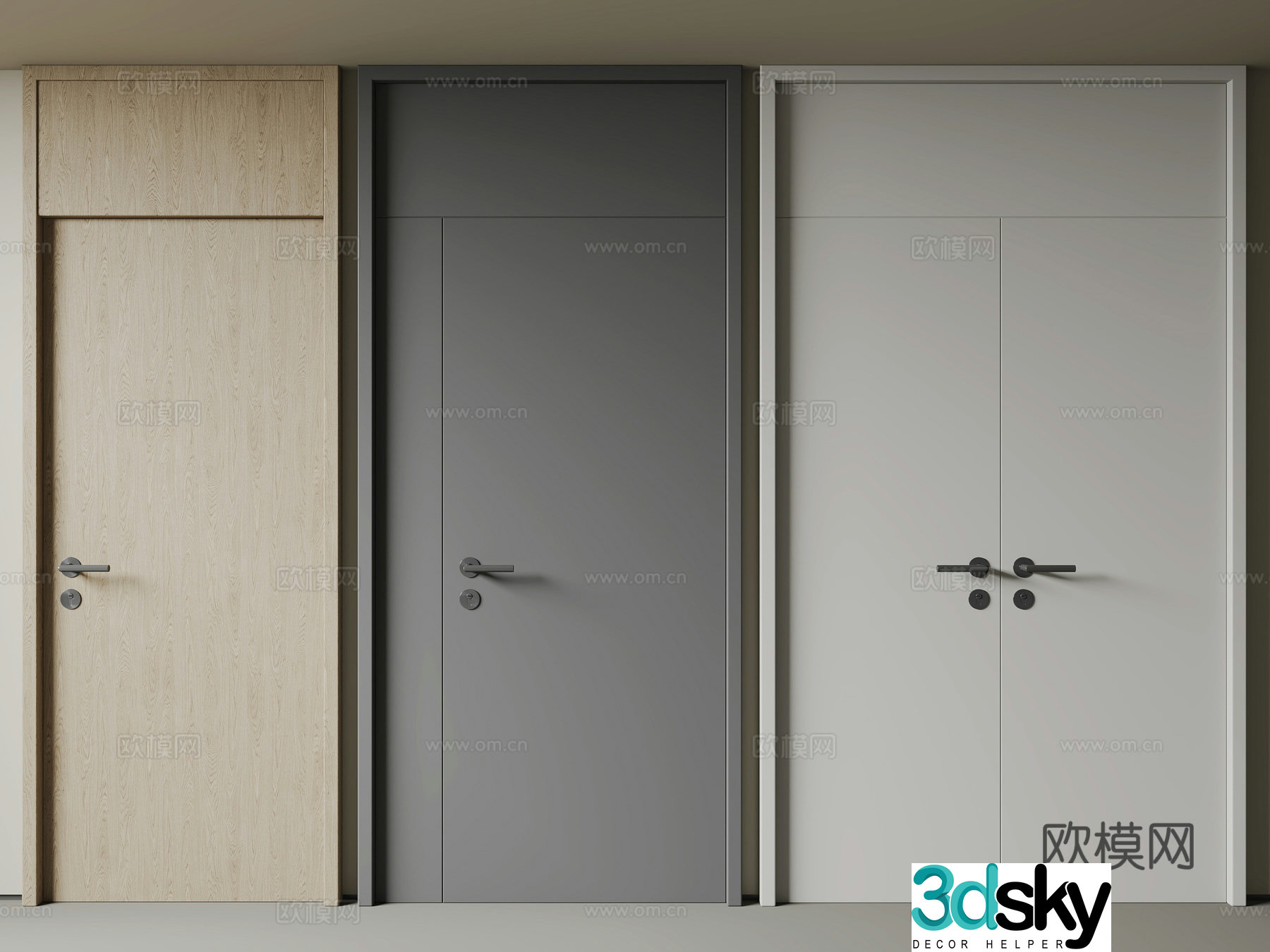 Modern minimalist door top door single door double door double door and double door 3D model