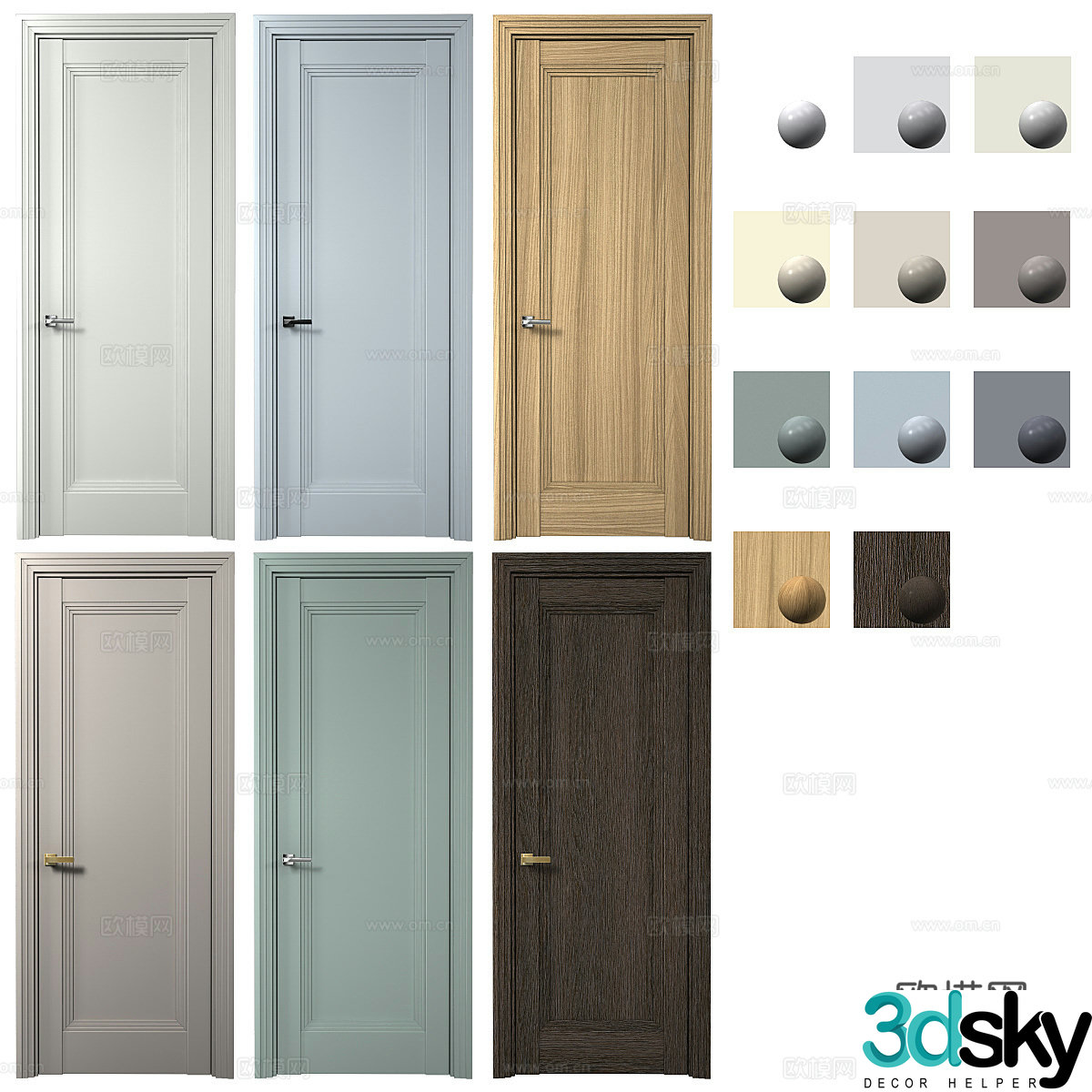 Modern room door entrance door bedroom door 3d model